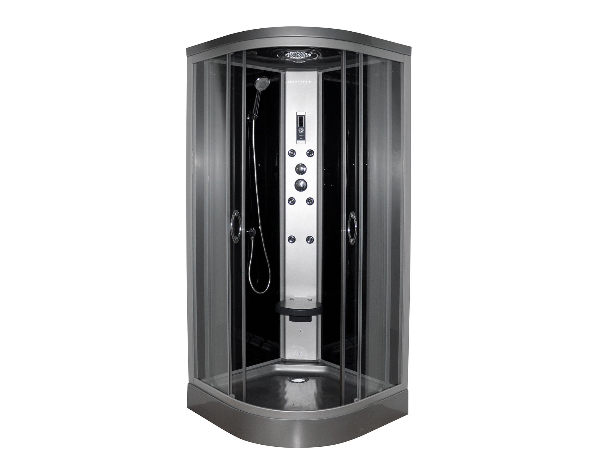 Cabina curva 90x90x210 cm 6 jets negro Vessanti-0