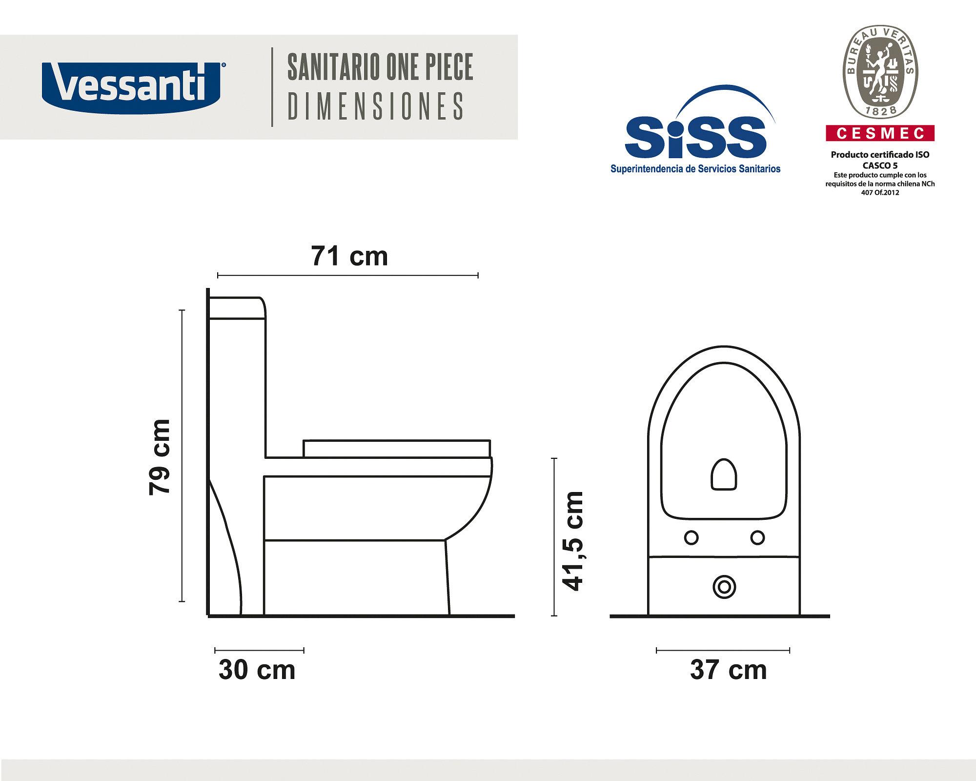 One piece 30 cm Dual flush asiento cierre suave Cala Vessanti-9