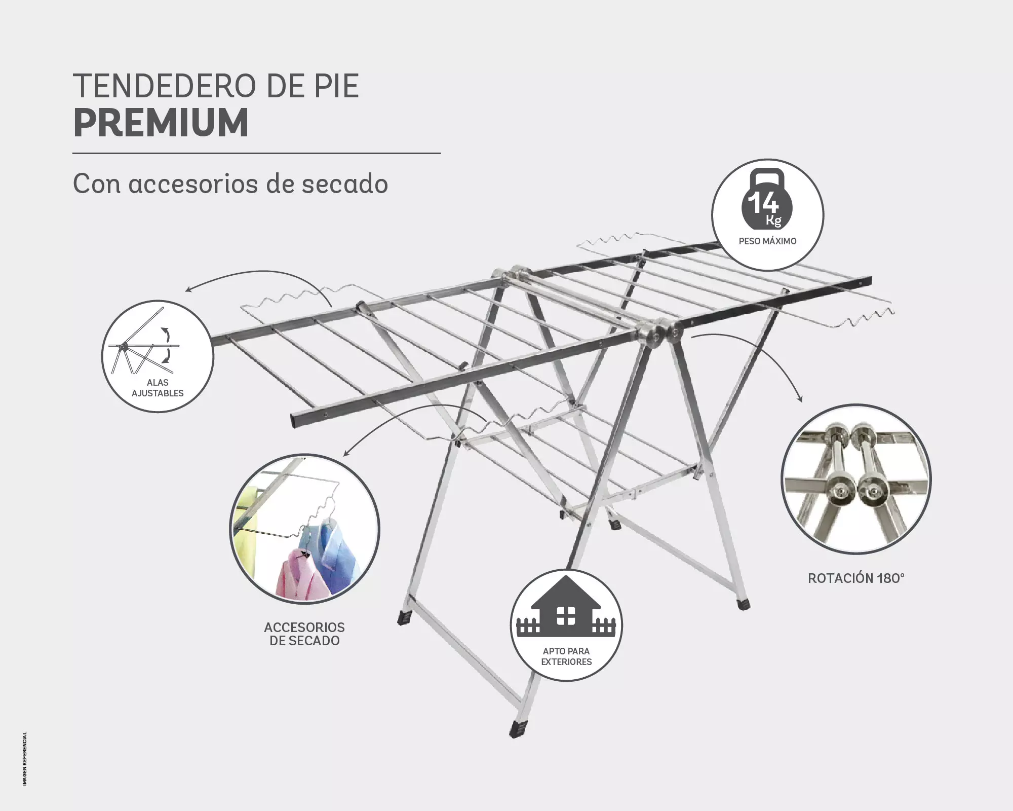 Tendedero plegable inox Cotidiana-9