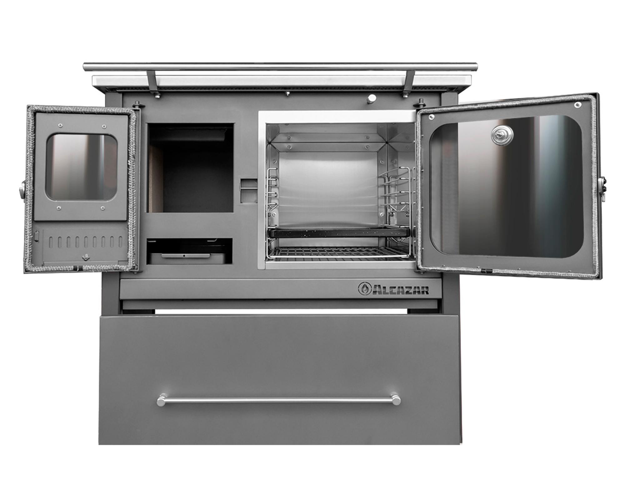 Cocina leña combustión lenta europea M90 Gris-1