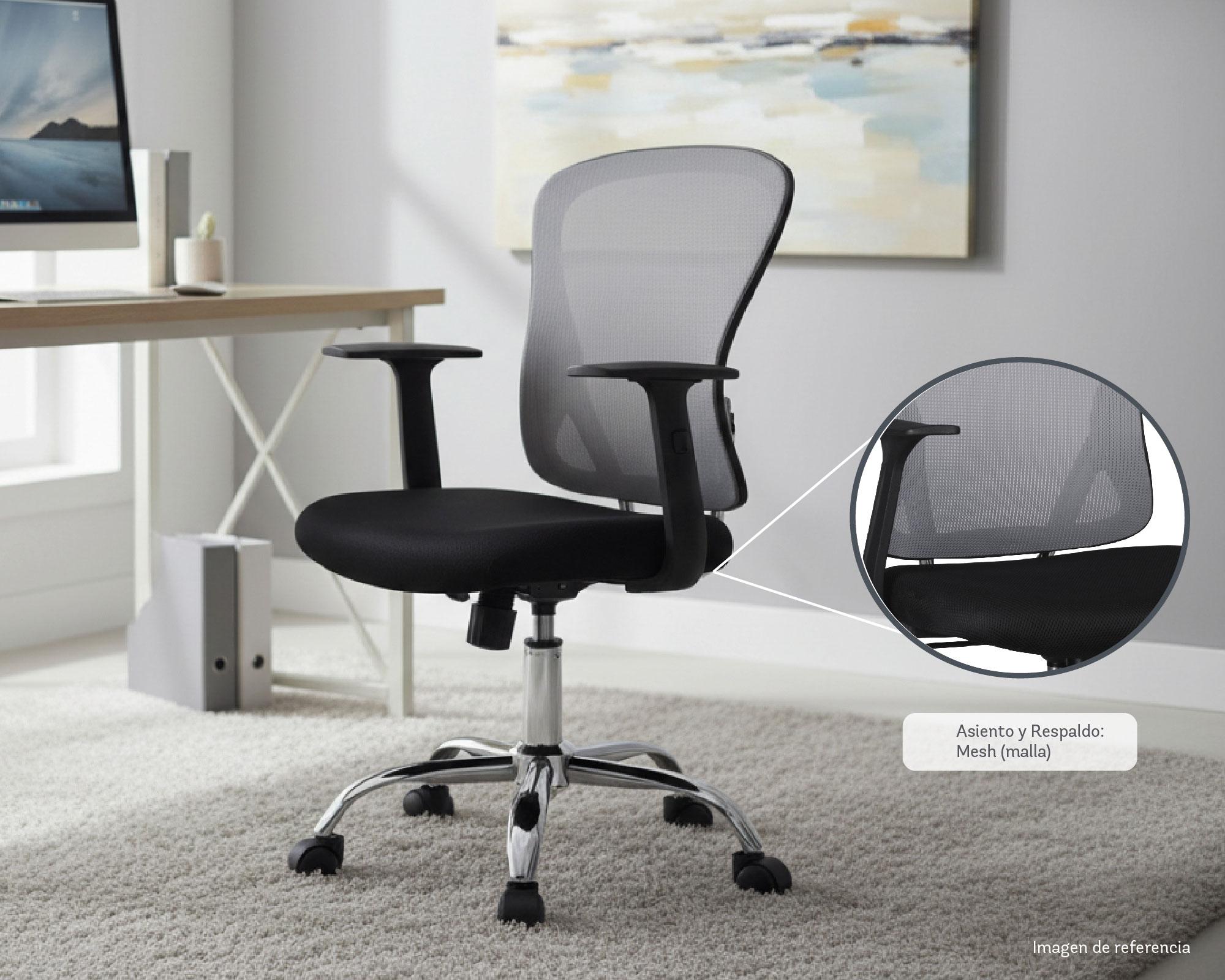 Silla de escritorio gas malla cromada gris/negro M+Design-3