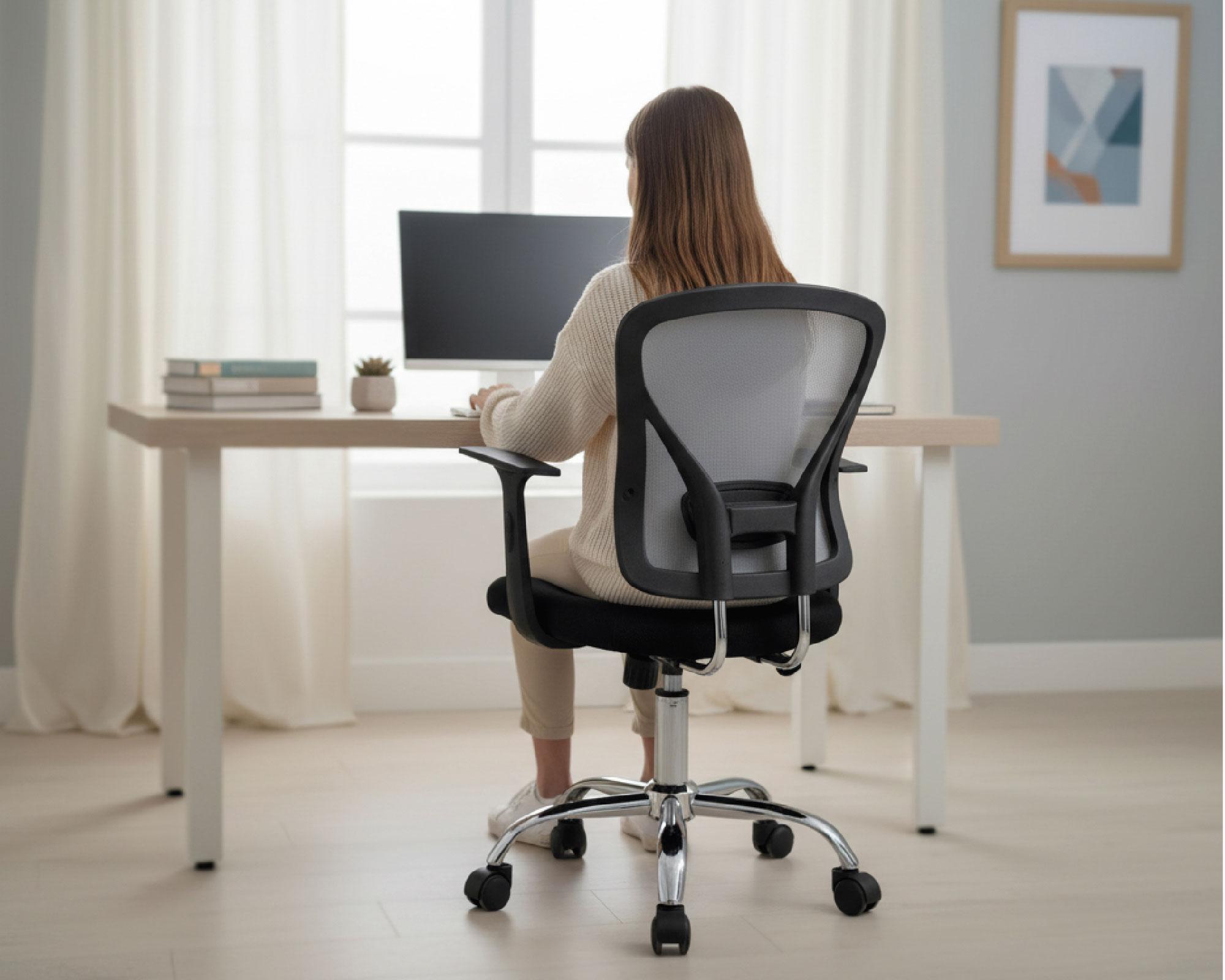 Silla de escritorio gas malla cromada gris/negro M+Design-2