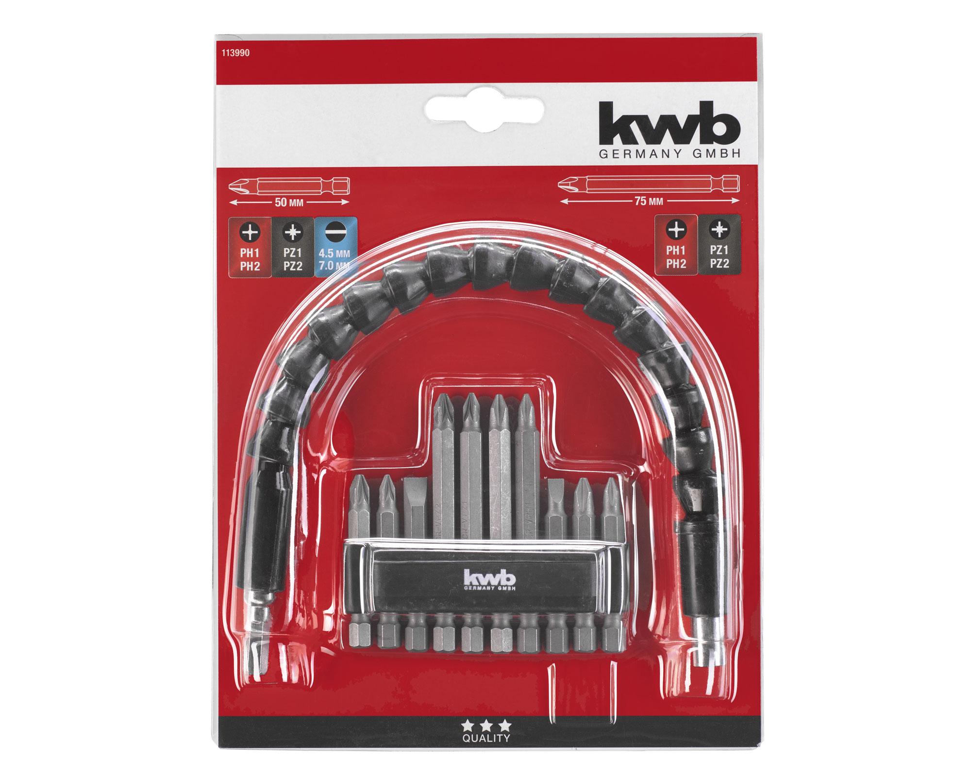 Juego de puntas + eje flexible 11 piezas KWB-2