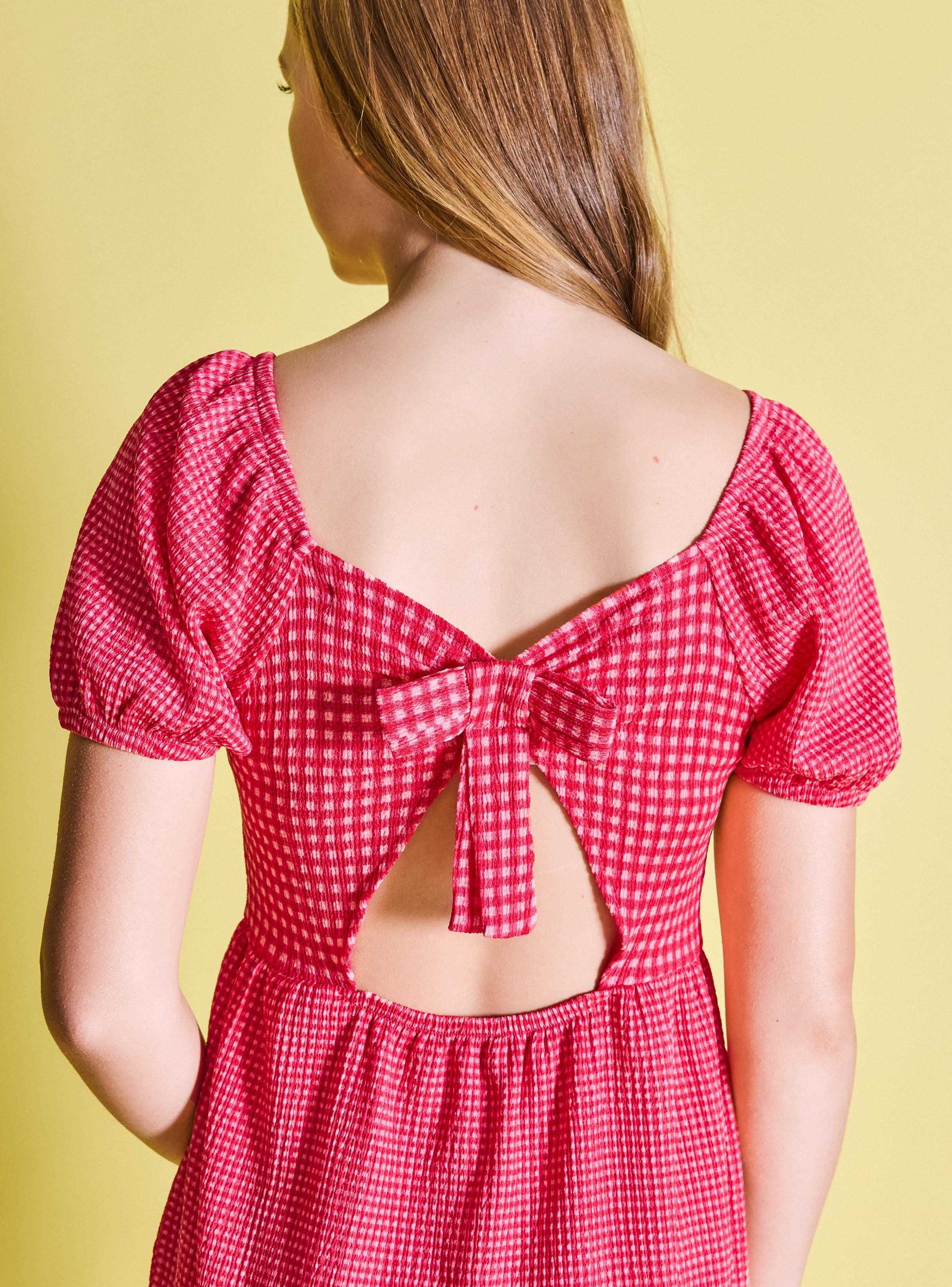 Vestido Vichy con Manga Globo-4