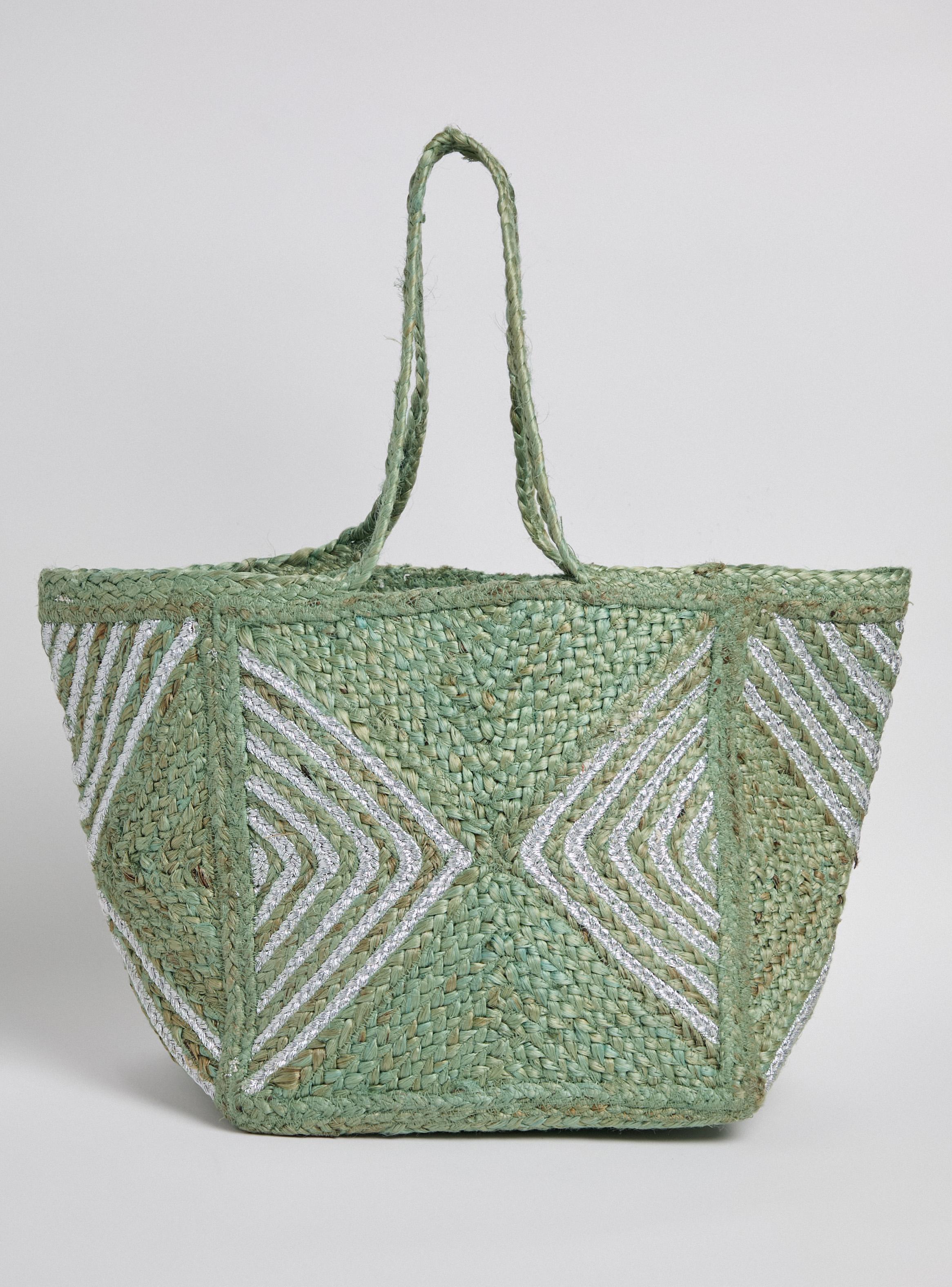 Cartera Raffia con Detalles Silver-4