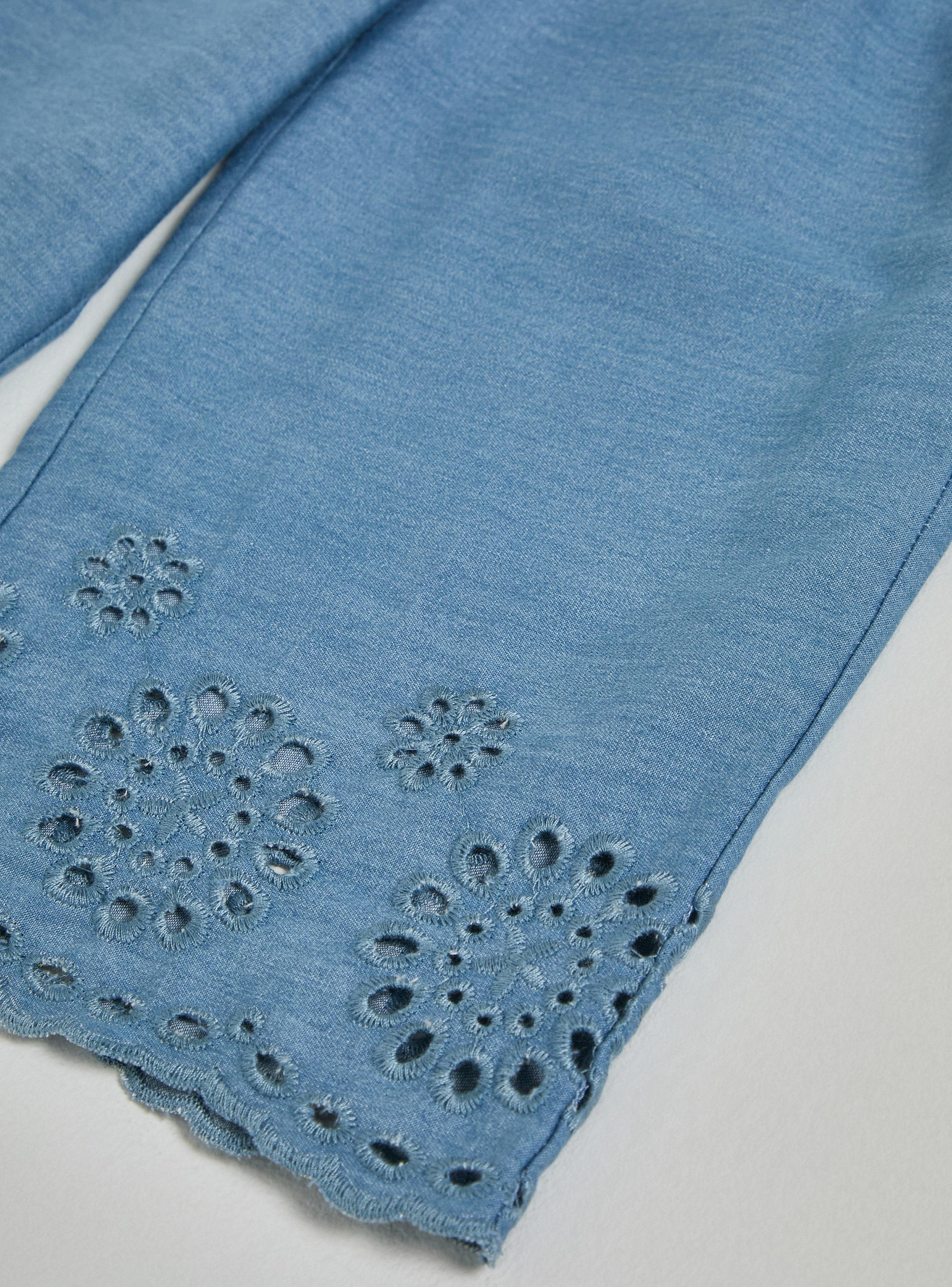 Pantalón Elasticado Denim Broderie-2