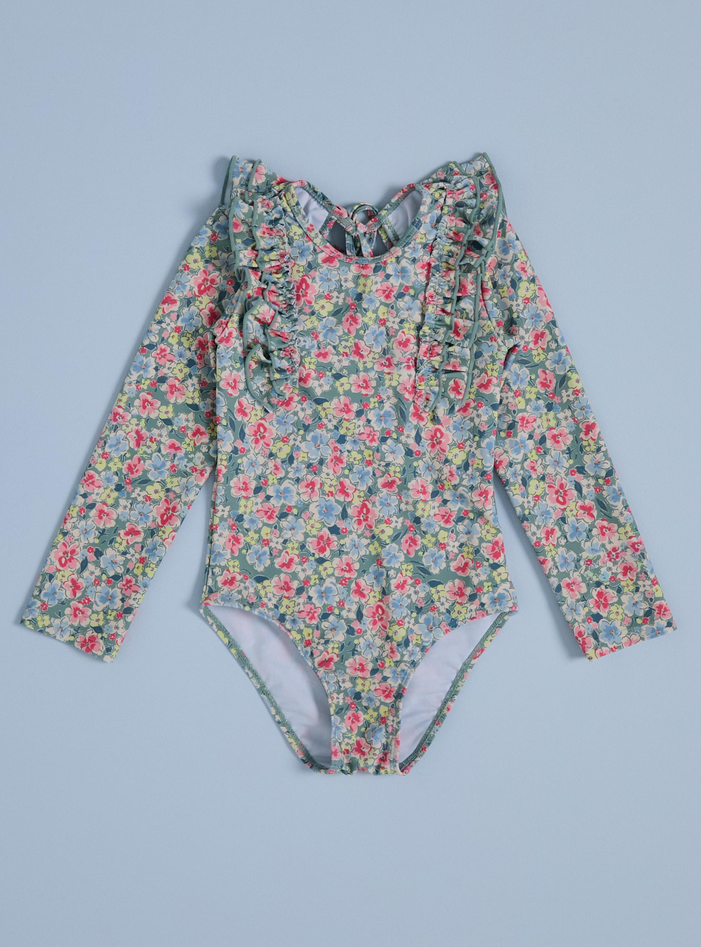 Traje de Baño Manga Larga Estampado Flores-0