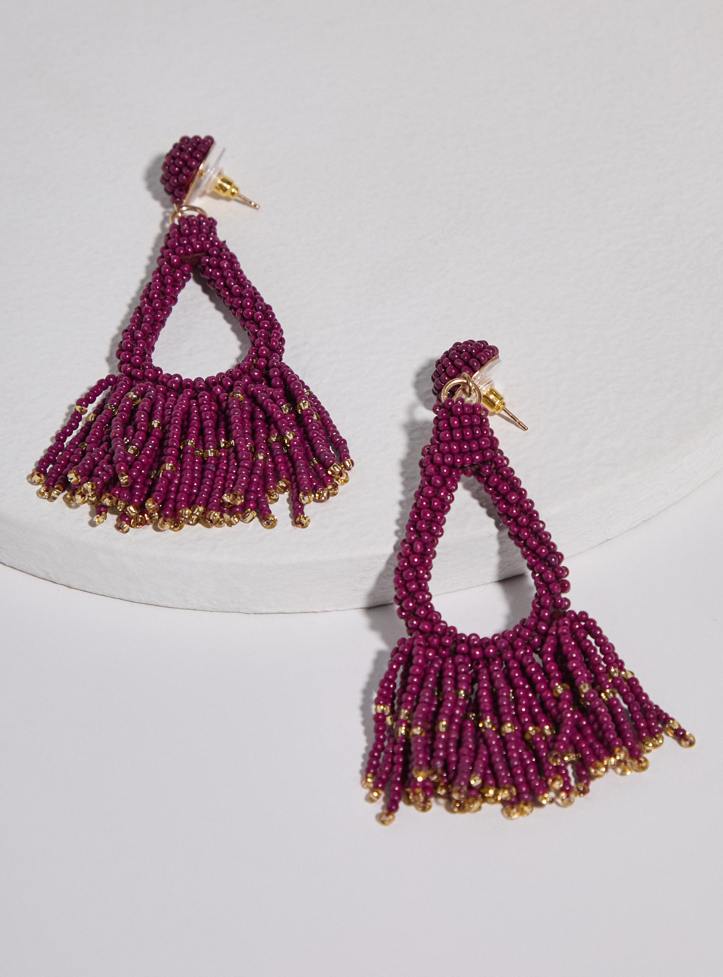 Aros Largos con Flecos de Mostacillas-2