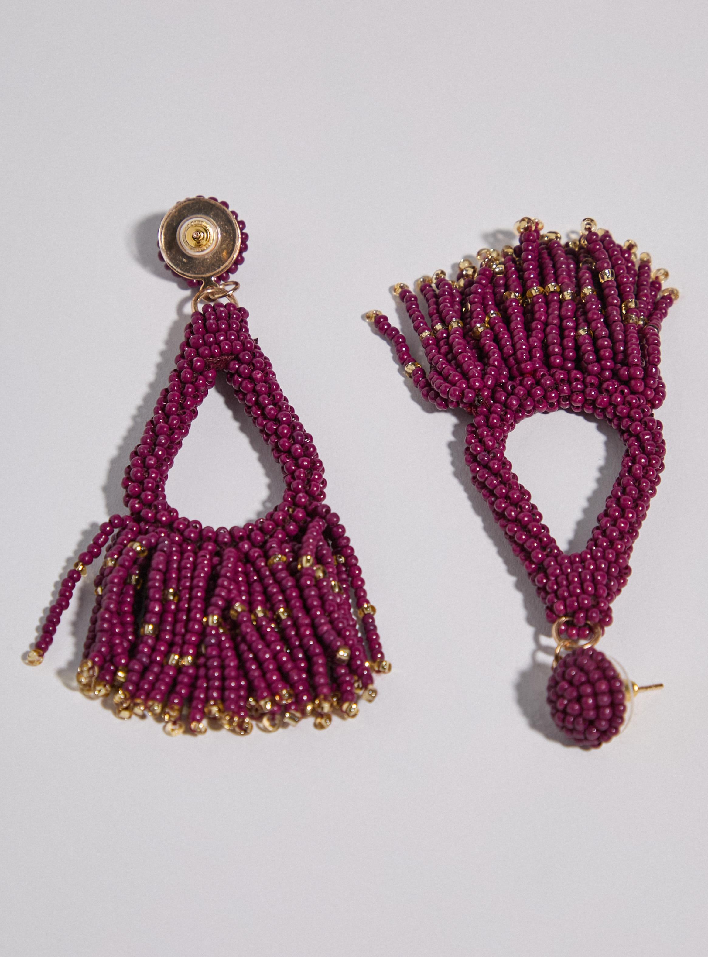 Aros Largos con Flecos de Mostacillas-3