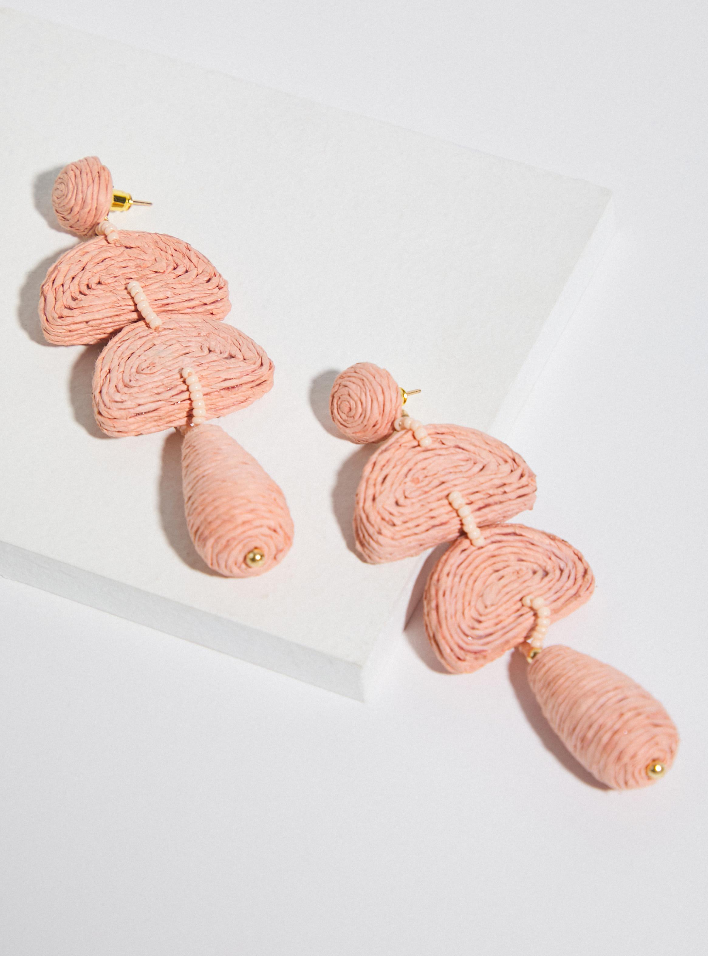 Aros Colgantes Raffia y Mostacillas-2