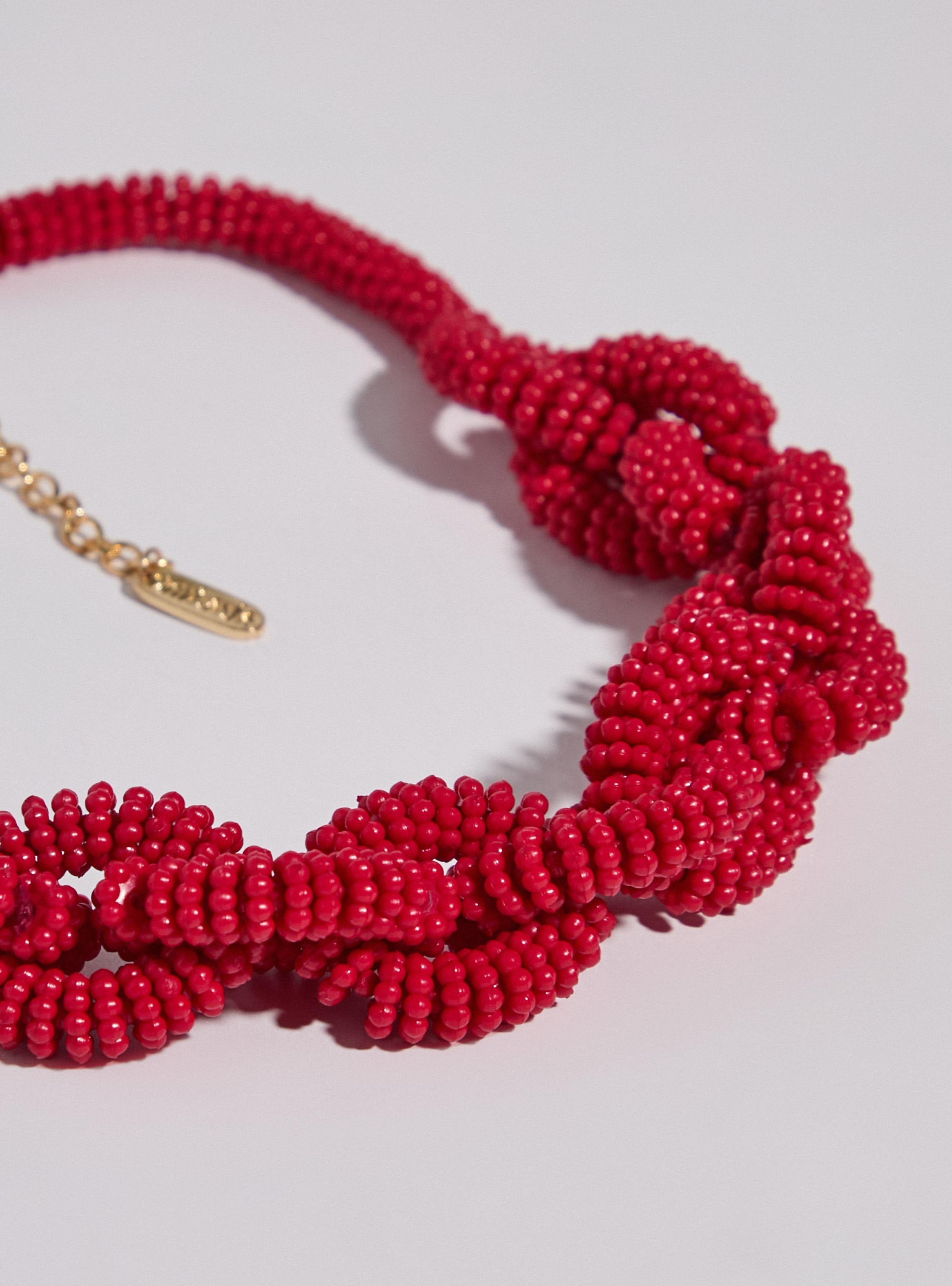 Collar Eslabones de Mostacillas Rojo-3