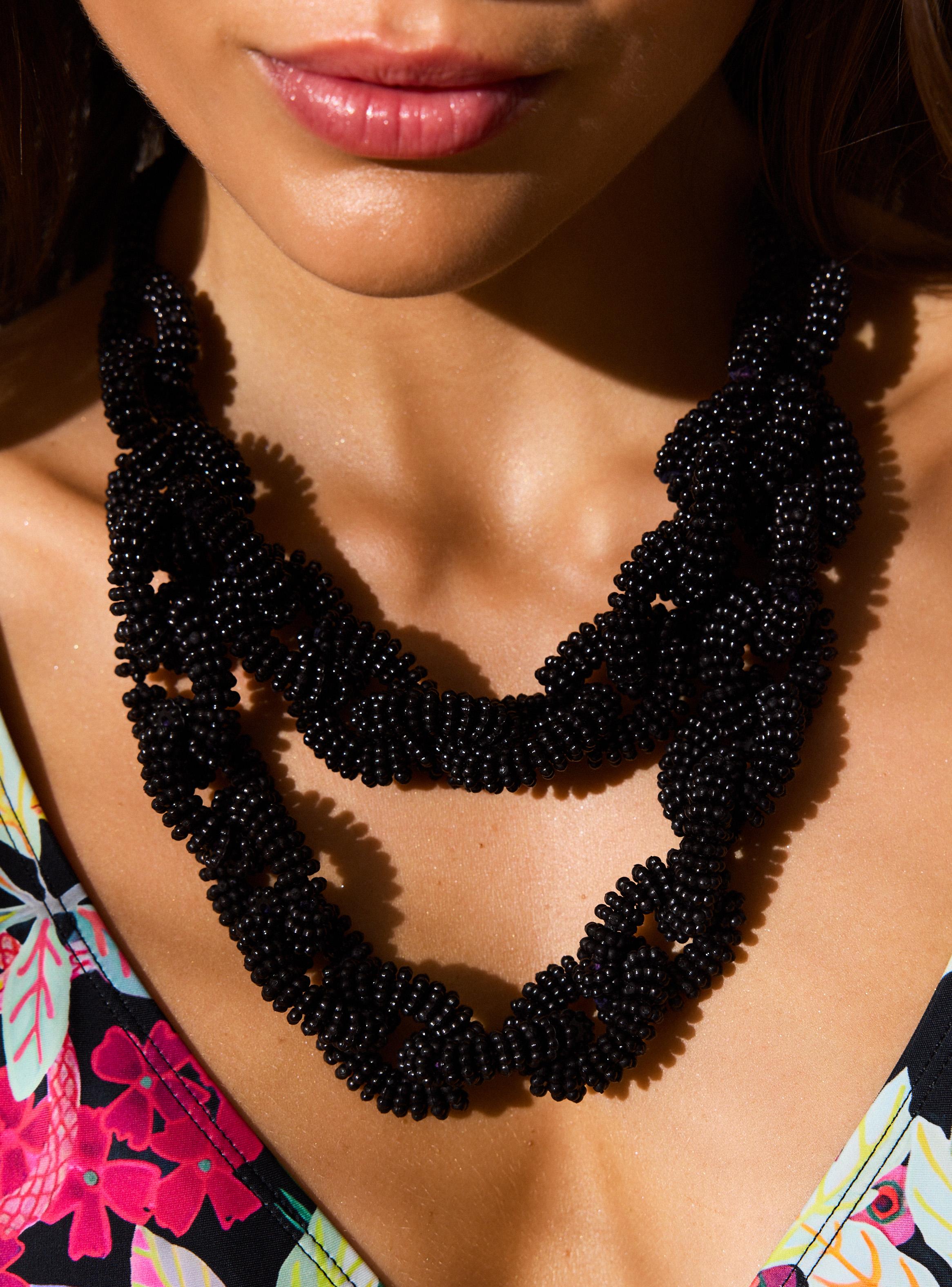 Collar Eslabones de Mostacillas Negro-3