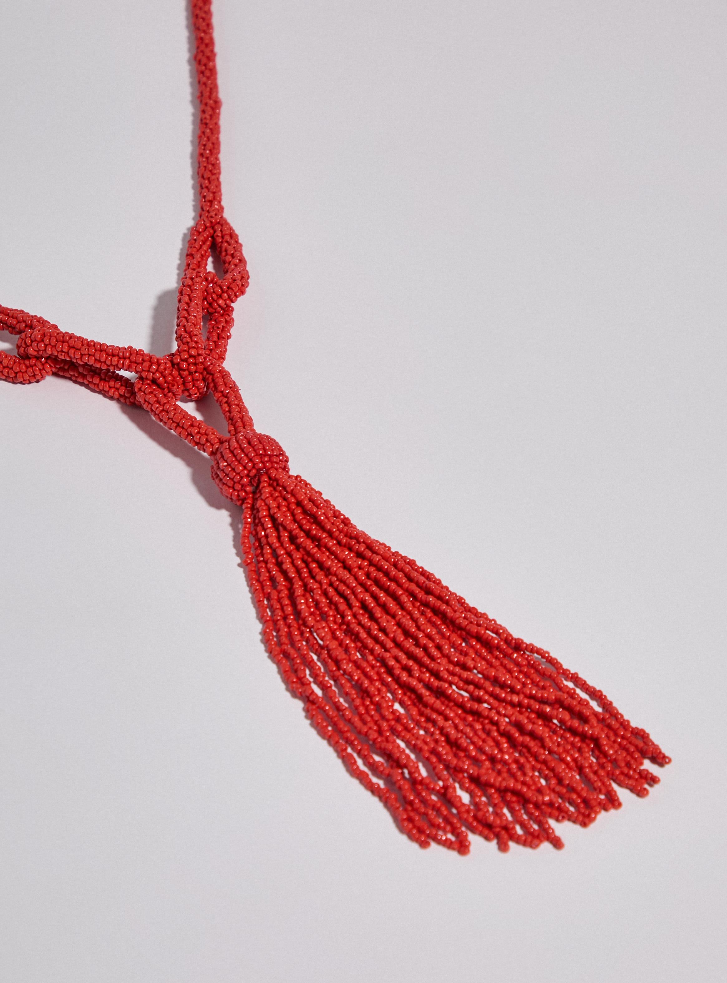 Collar Largo con Nudo de Mostacillas-3