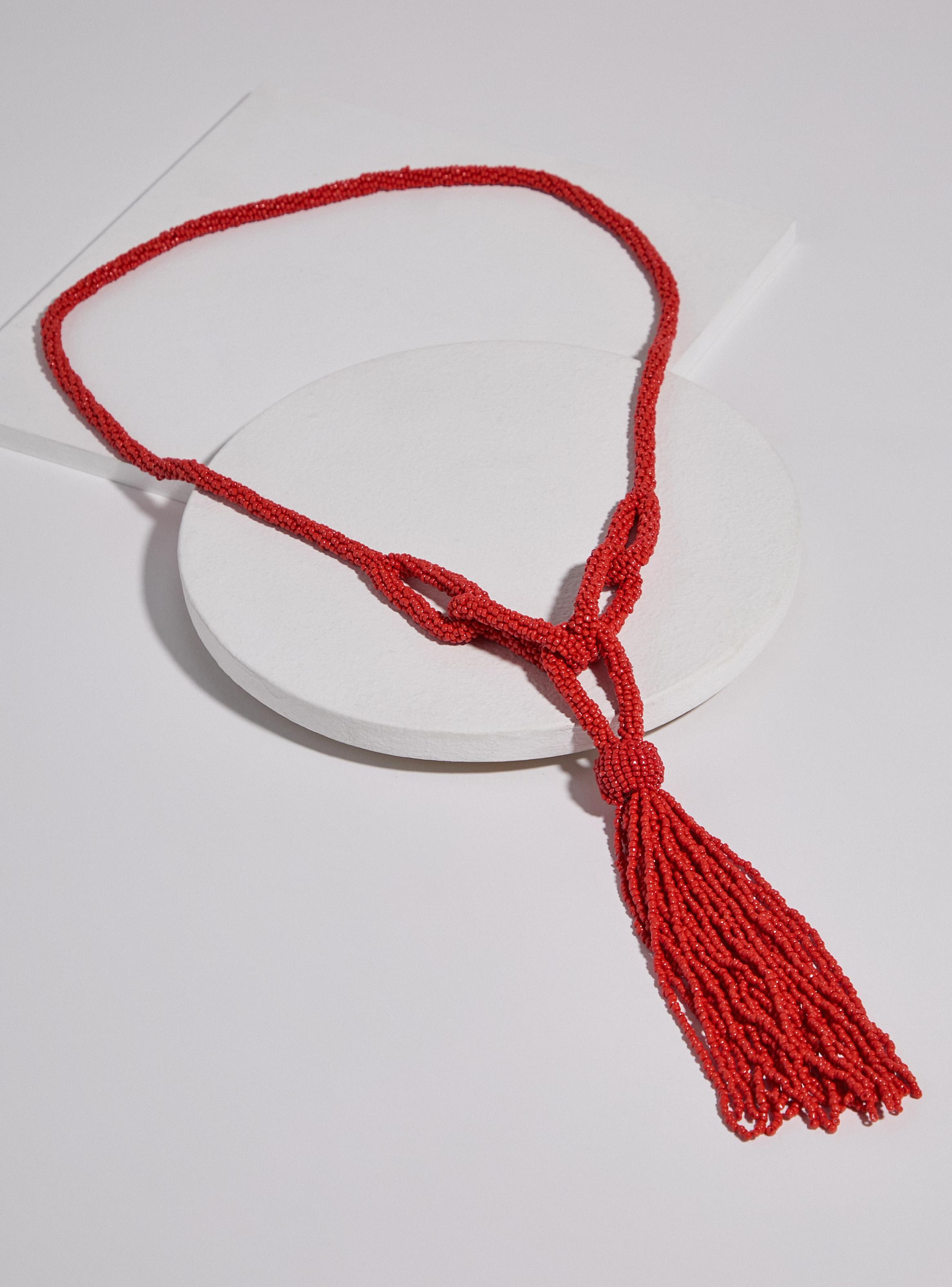 Collar Largo con Nudo de Mostacillas-2