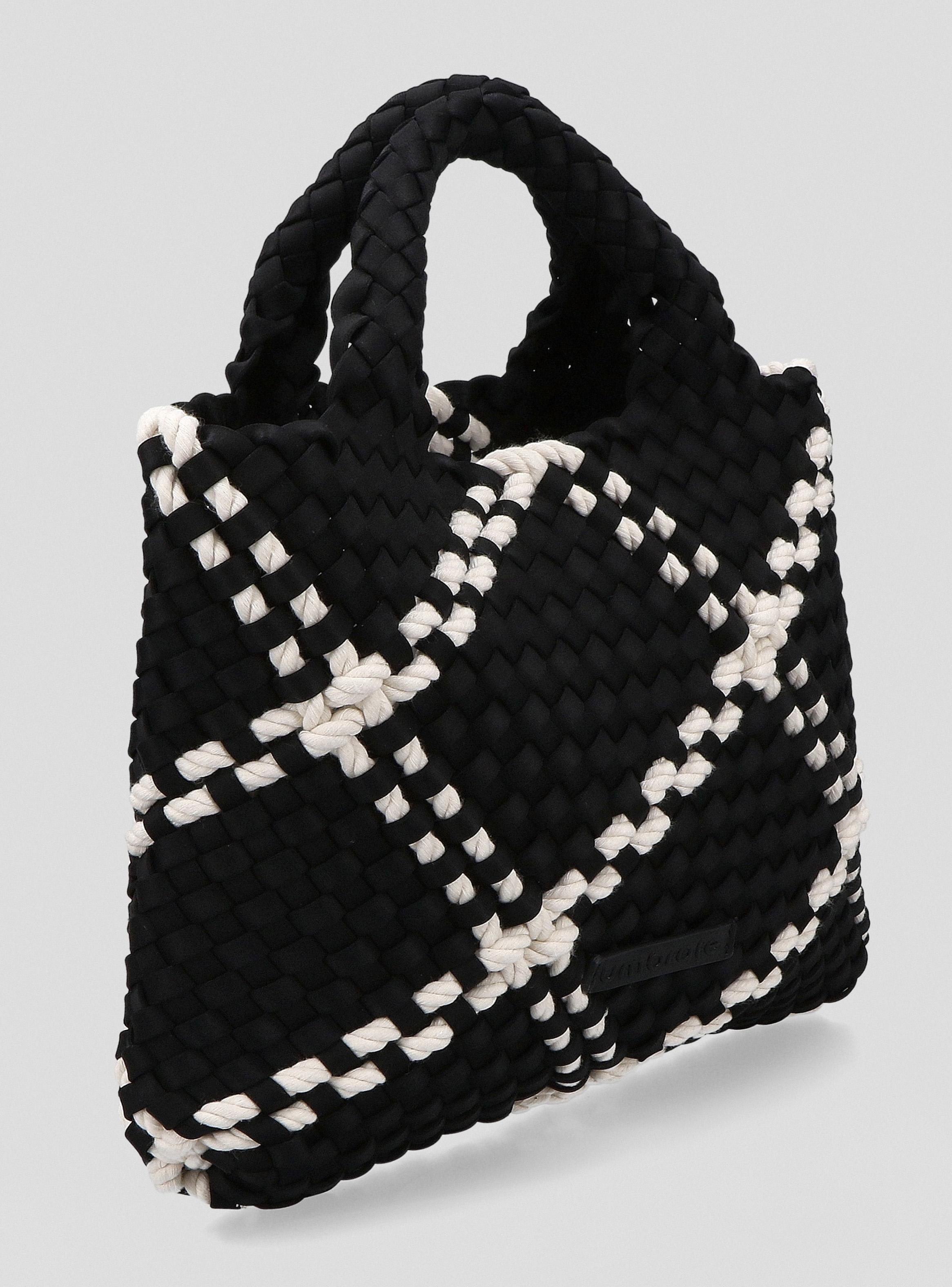 Cartera de Mano Entramada Neopren y Cordón Bicolor-2
