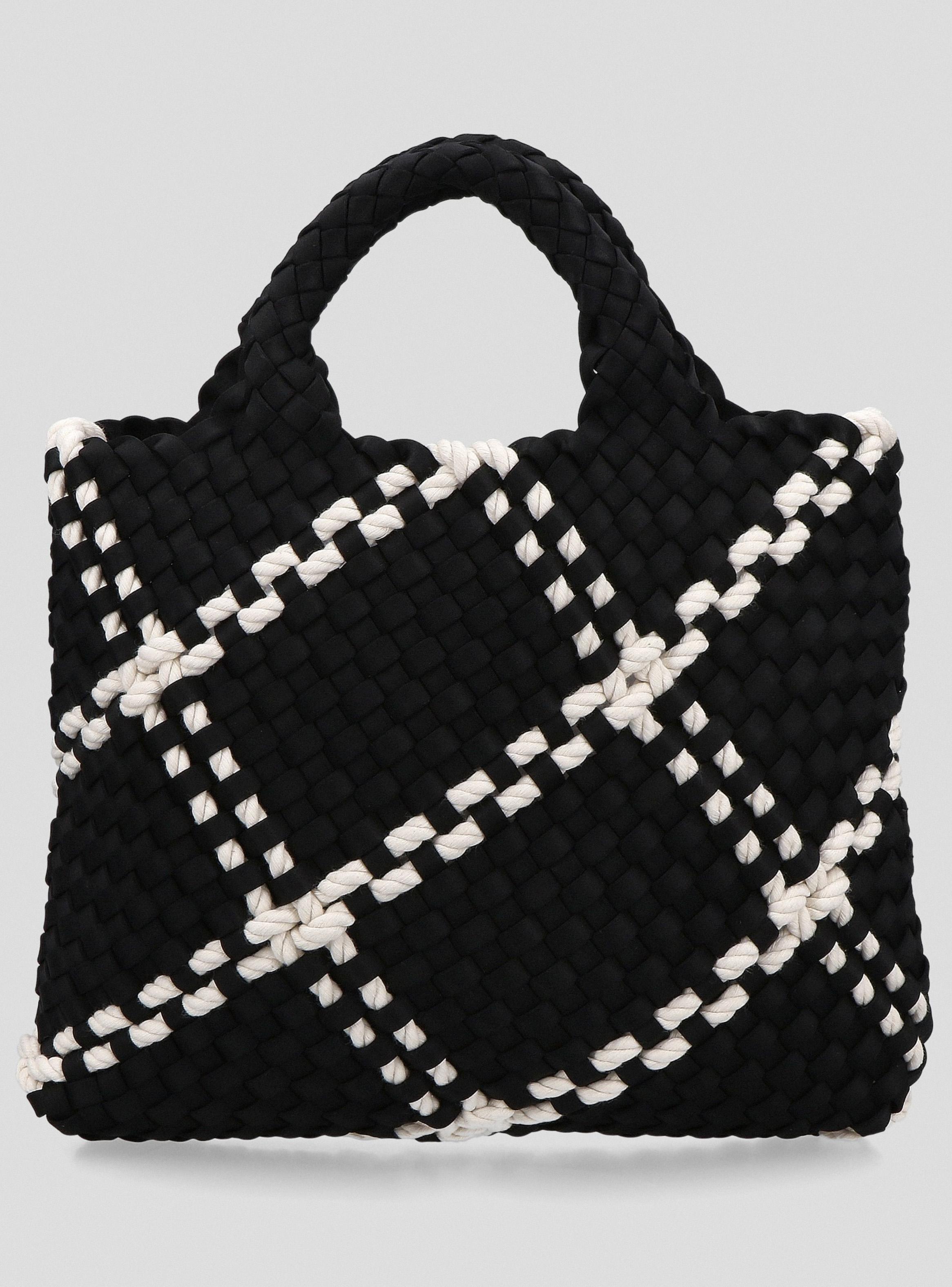 Cartera de Mano Entramada Neopren y Cordón Bicolor-3