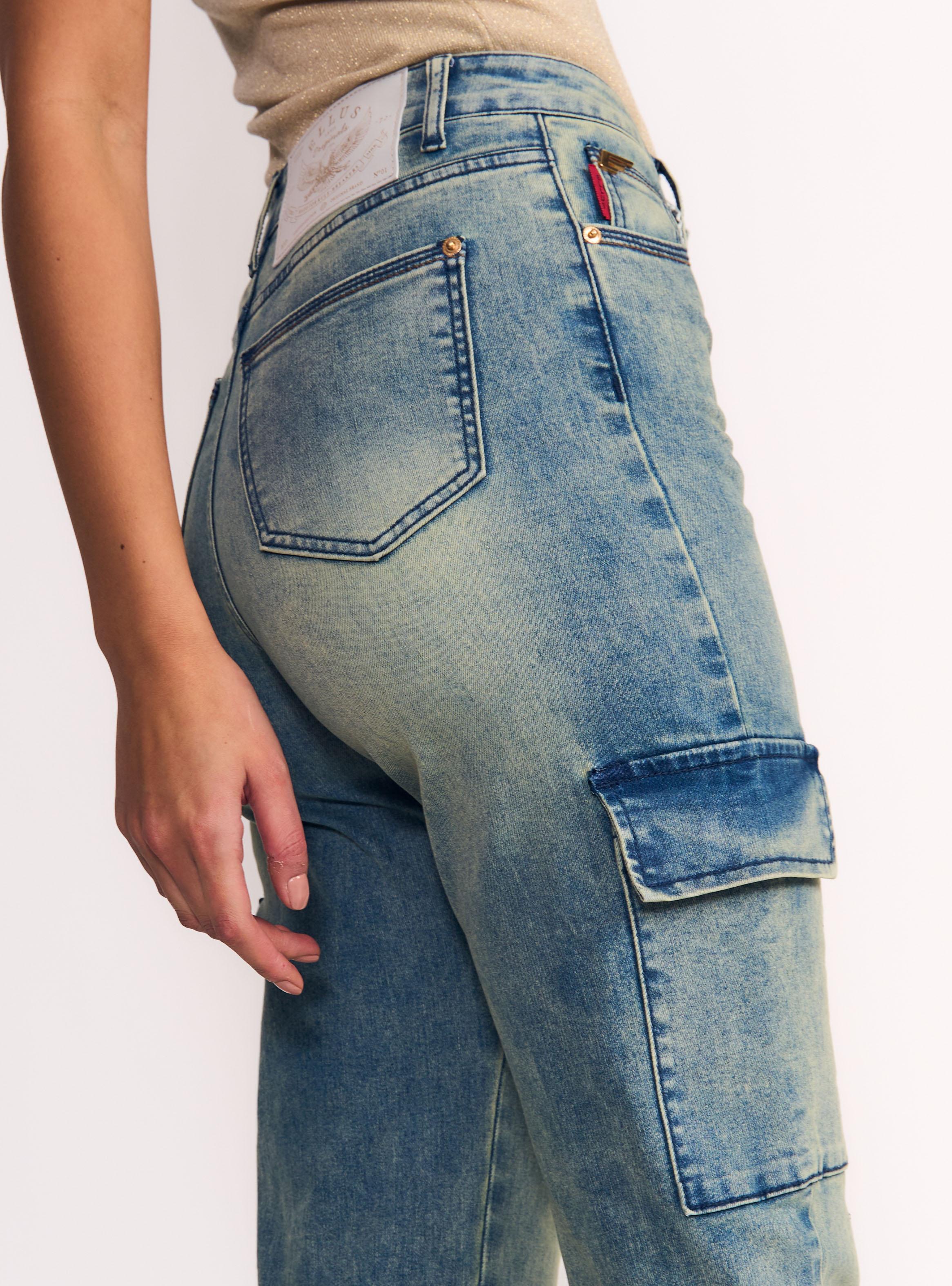 Jeans Cargo Tiro Ultra Alto Light Blue Oxidado-2