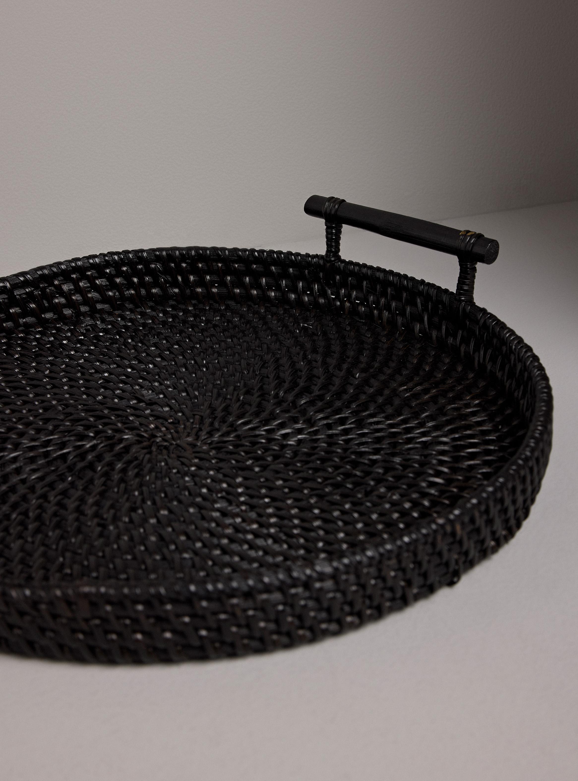 Bandeja Negra Ratan 32 Cm-2