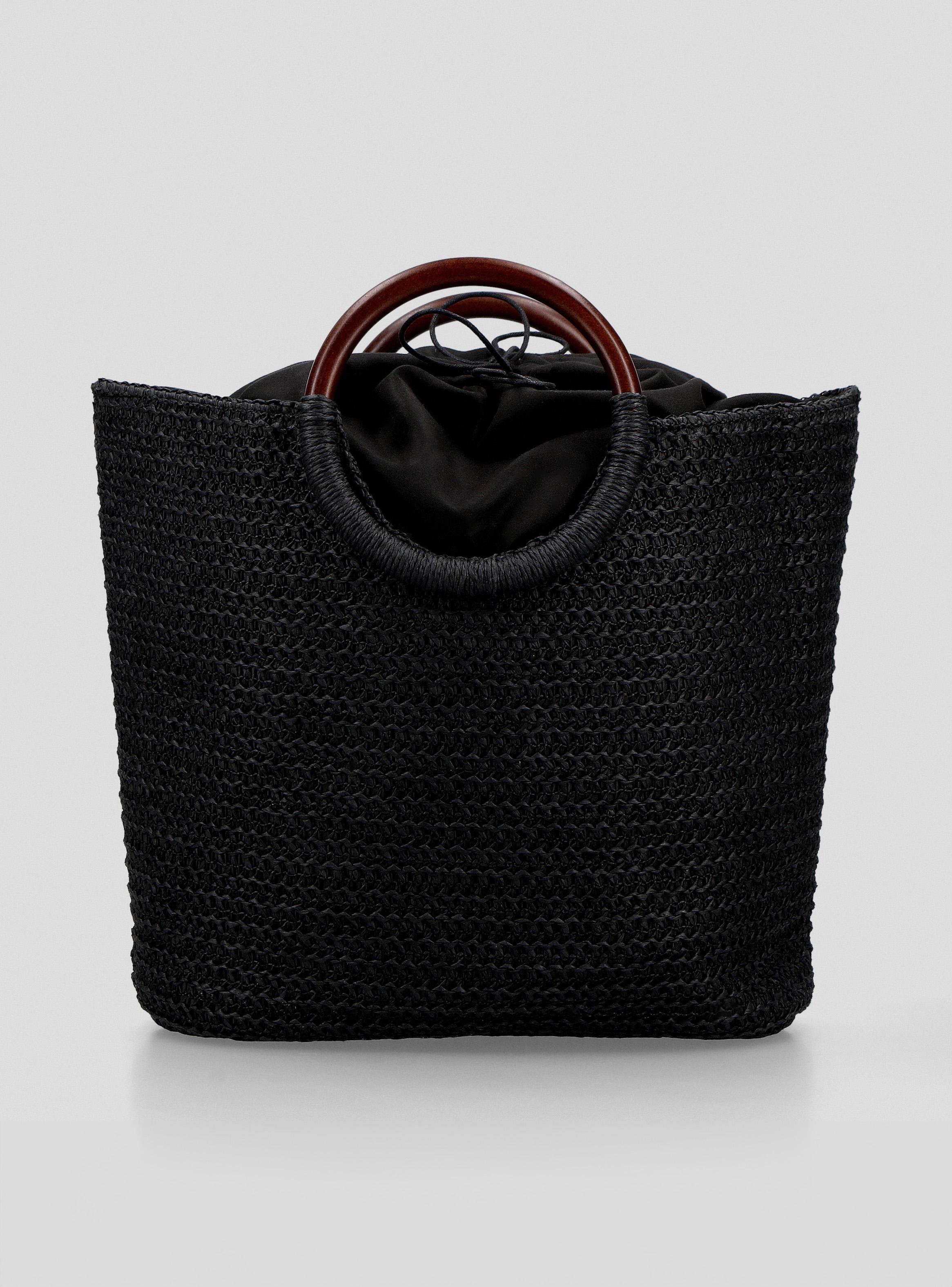 Cartera de Mano con Asas de Madera y Bolsa Interior-2