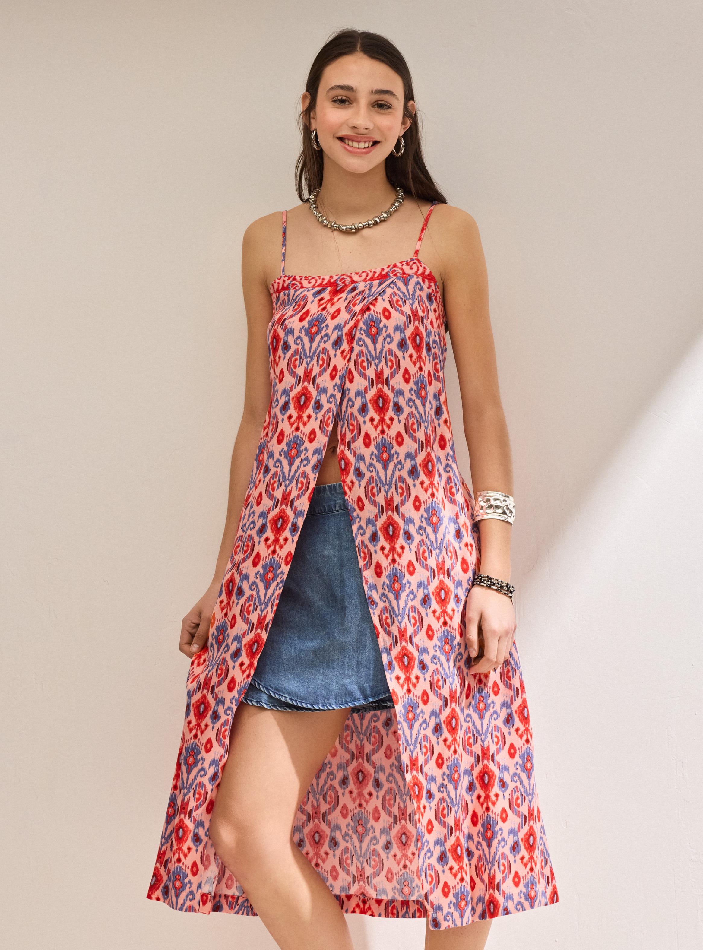 Blusa Larga con Abertura en Delantero-0