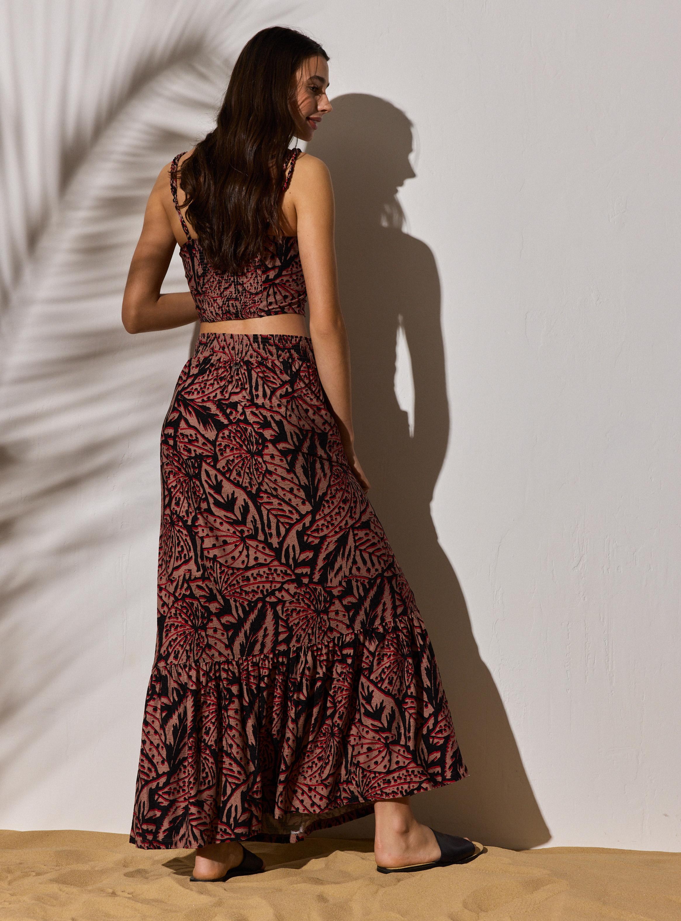 Falda Estampada con Cortes-5