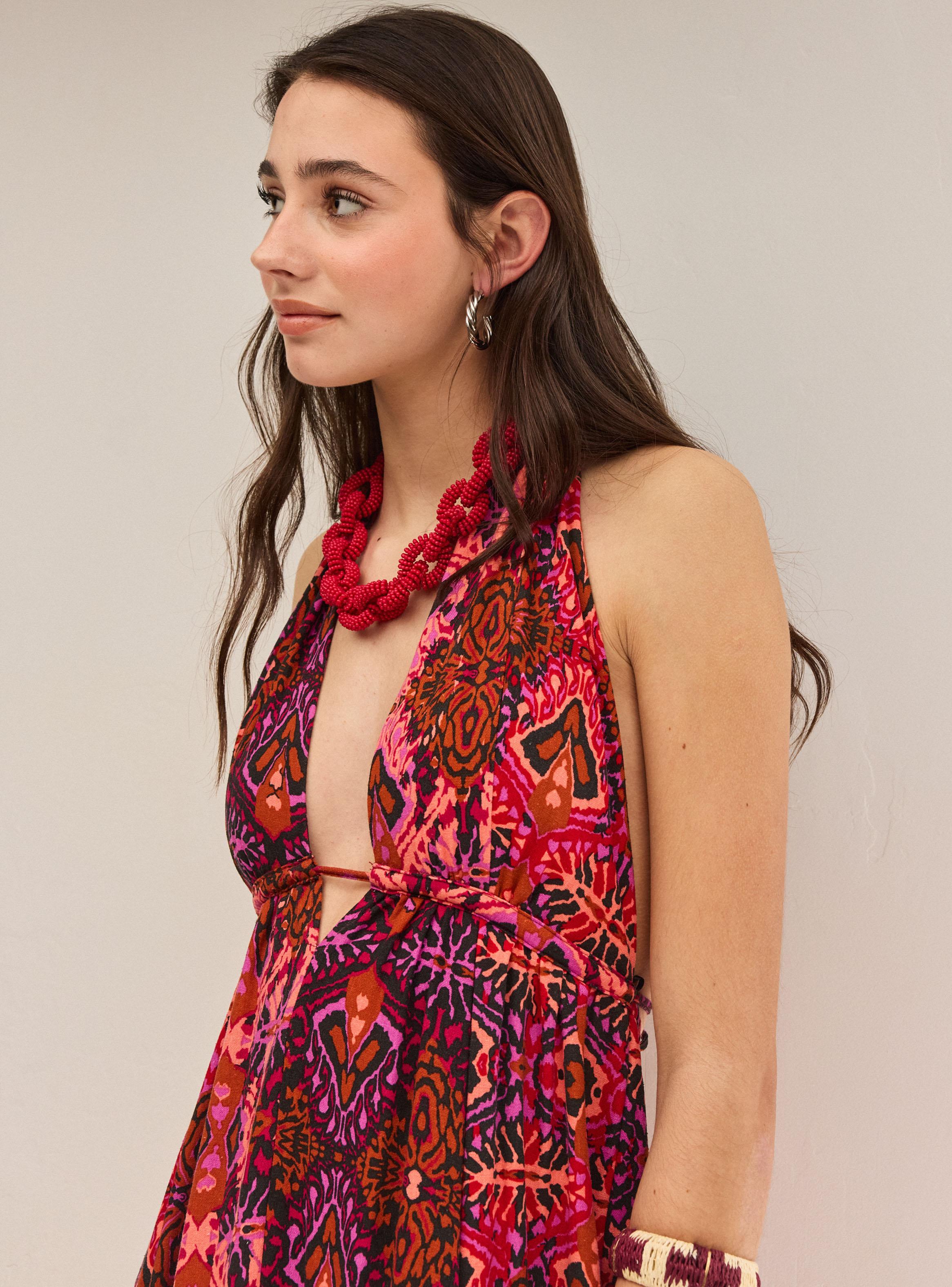 Vestido con Mis Print y Amarras Ajustables-2