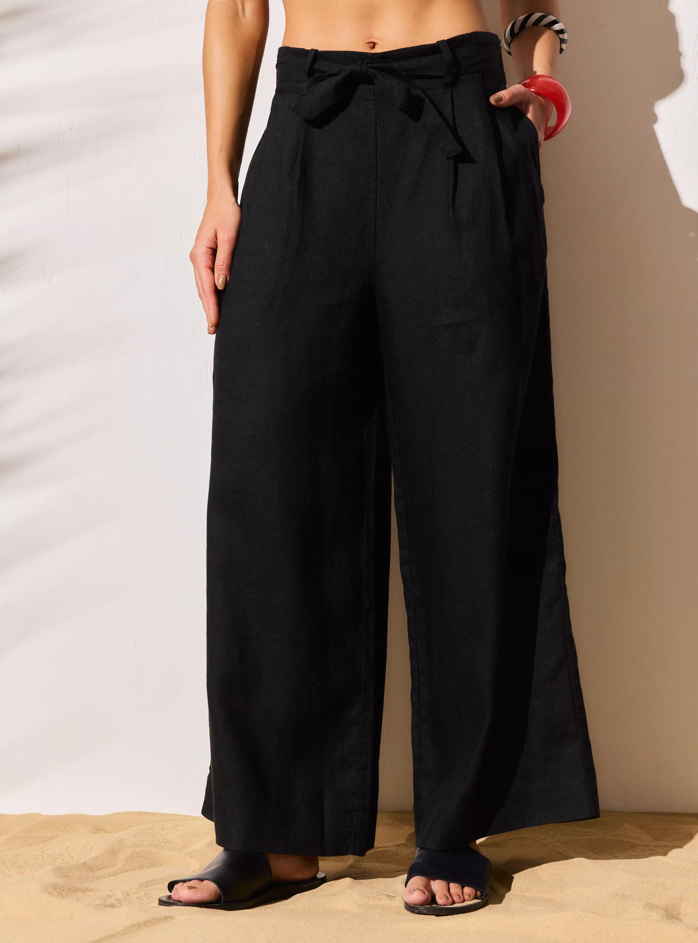 Pantalón Lino Pretina Elasticada y Lazo-0