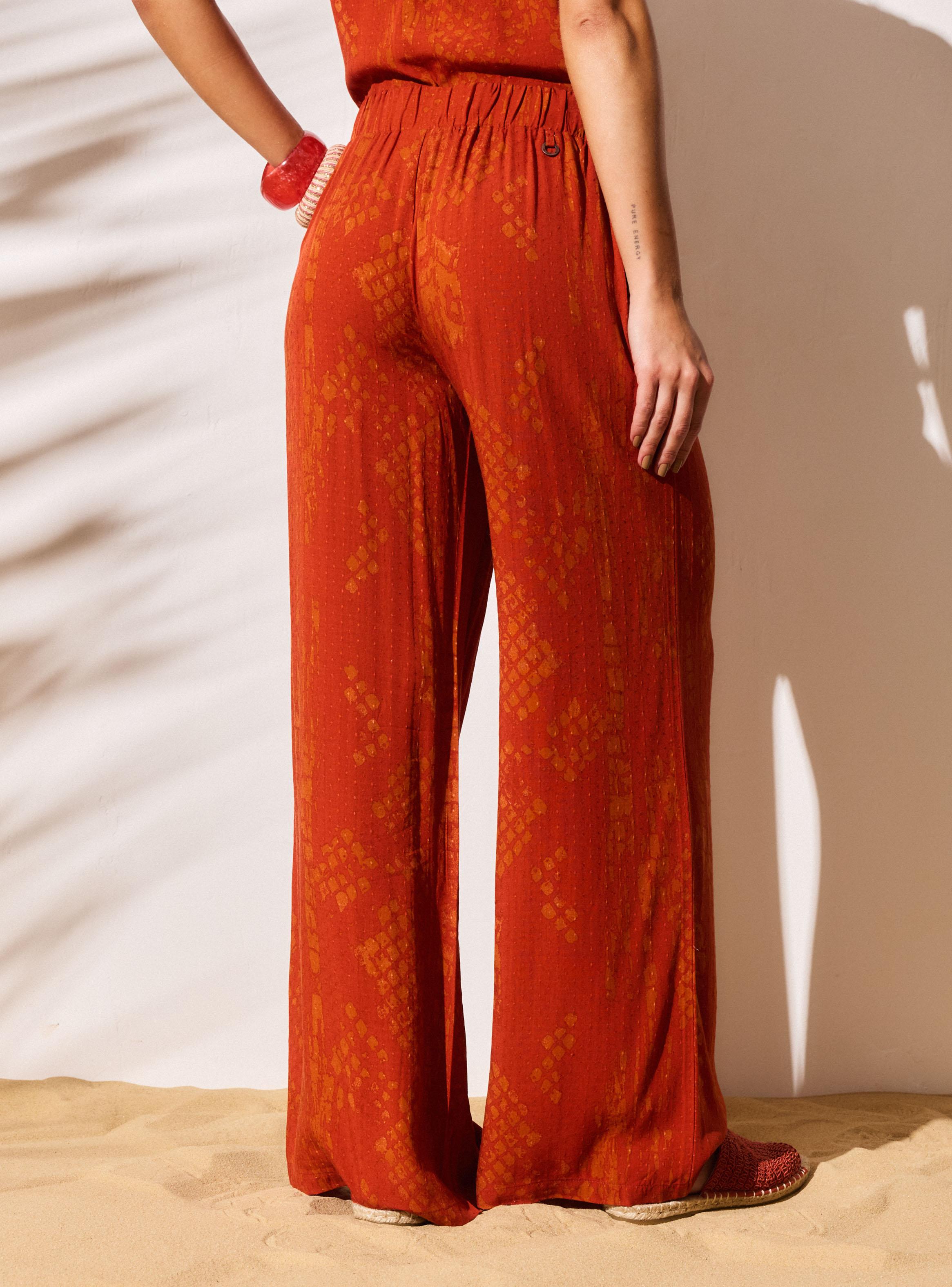 Pantalón Estampado Sobre Tela con Diseño Jacquard-1
