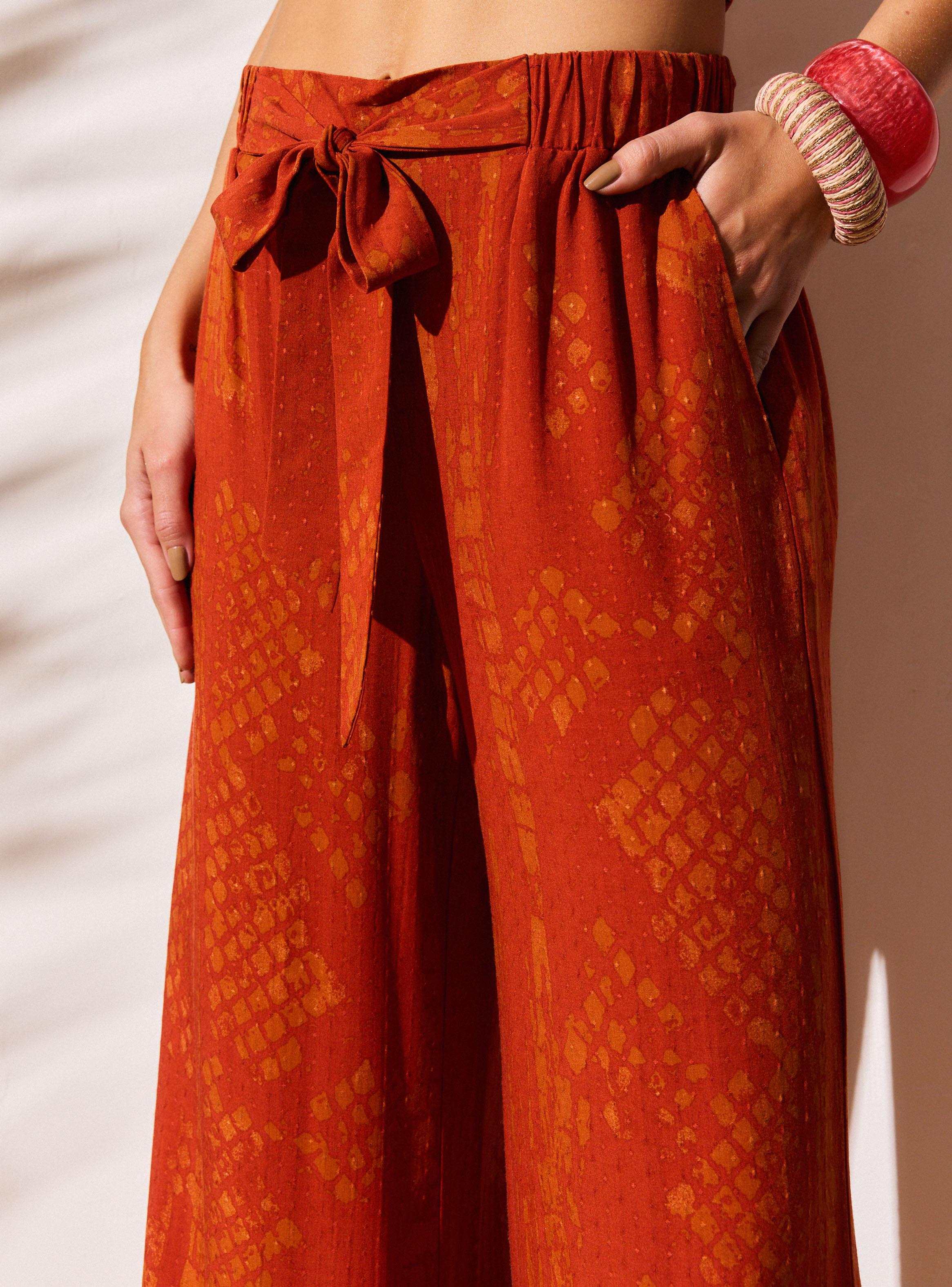 Pantalón Estampado Sobre Tela con Diseño Jacquard-2