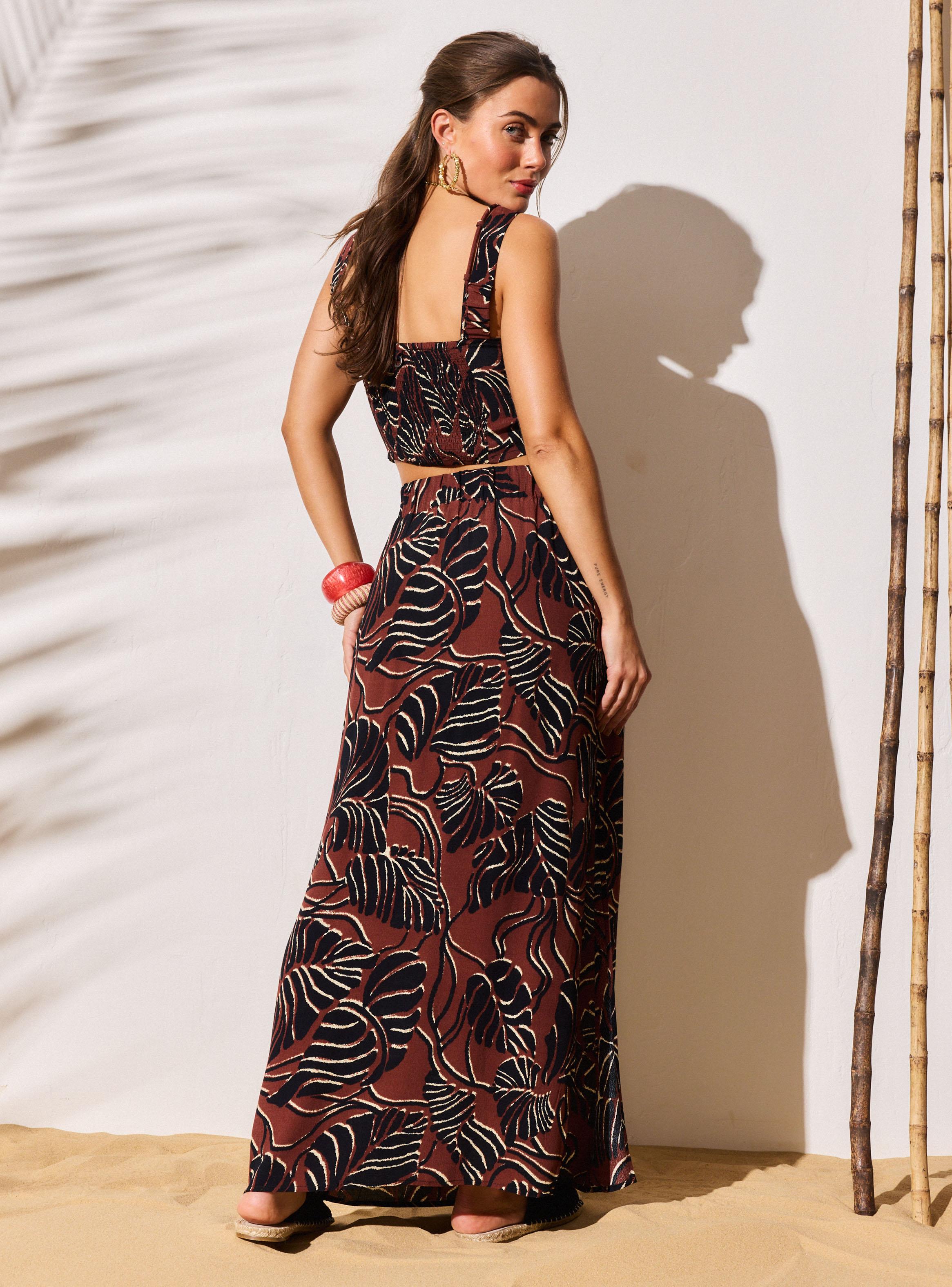 Falda Estampada Estampado Hojas-5