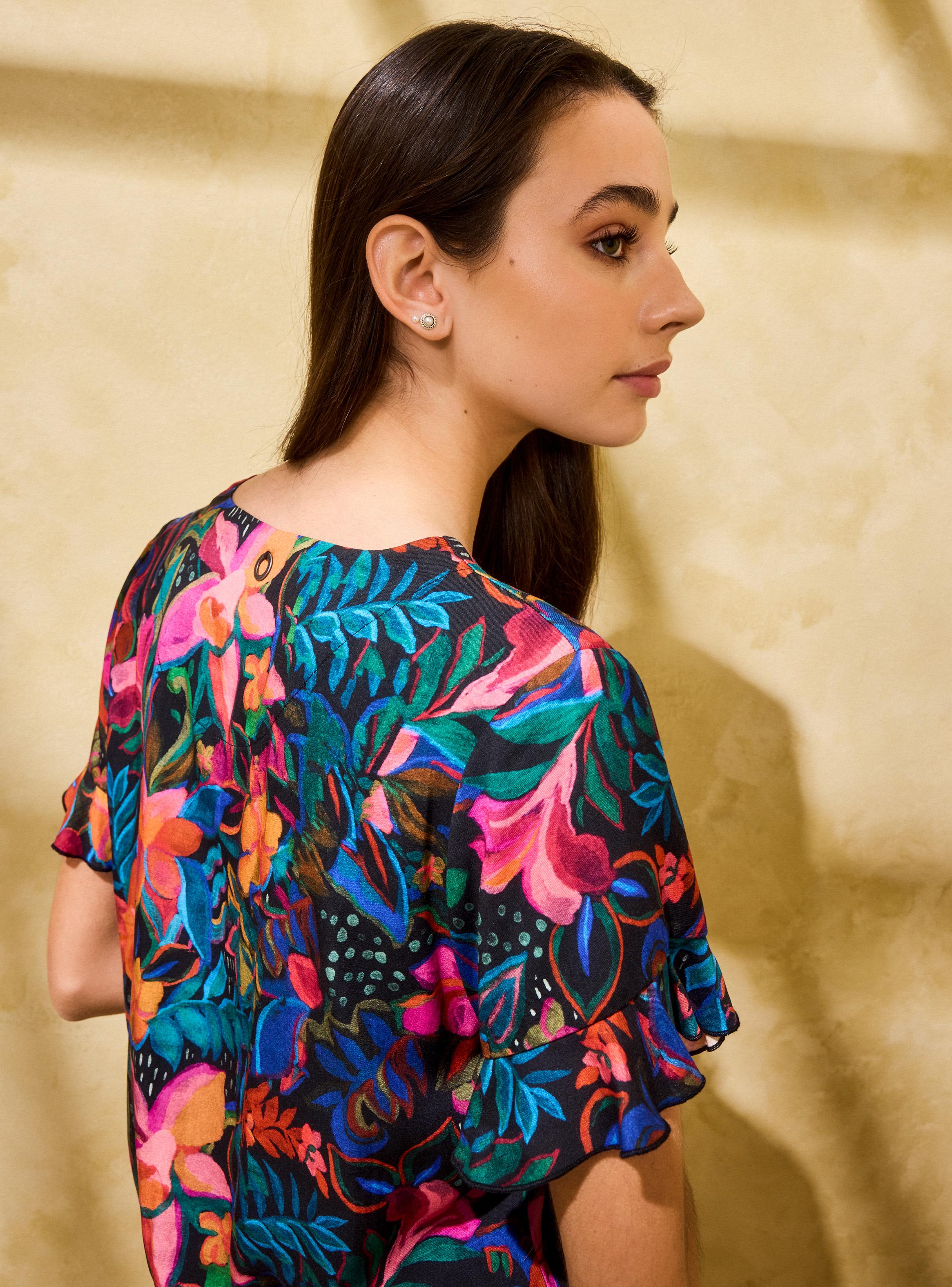 Pijama Estampado con Vuelos en Blusa Short-3