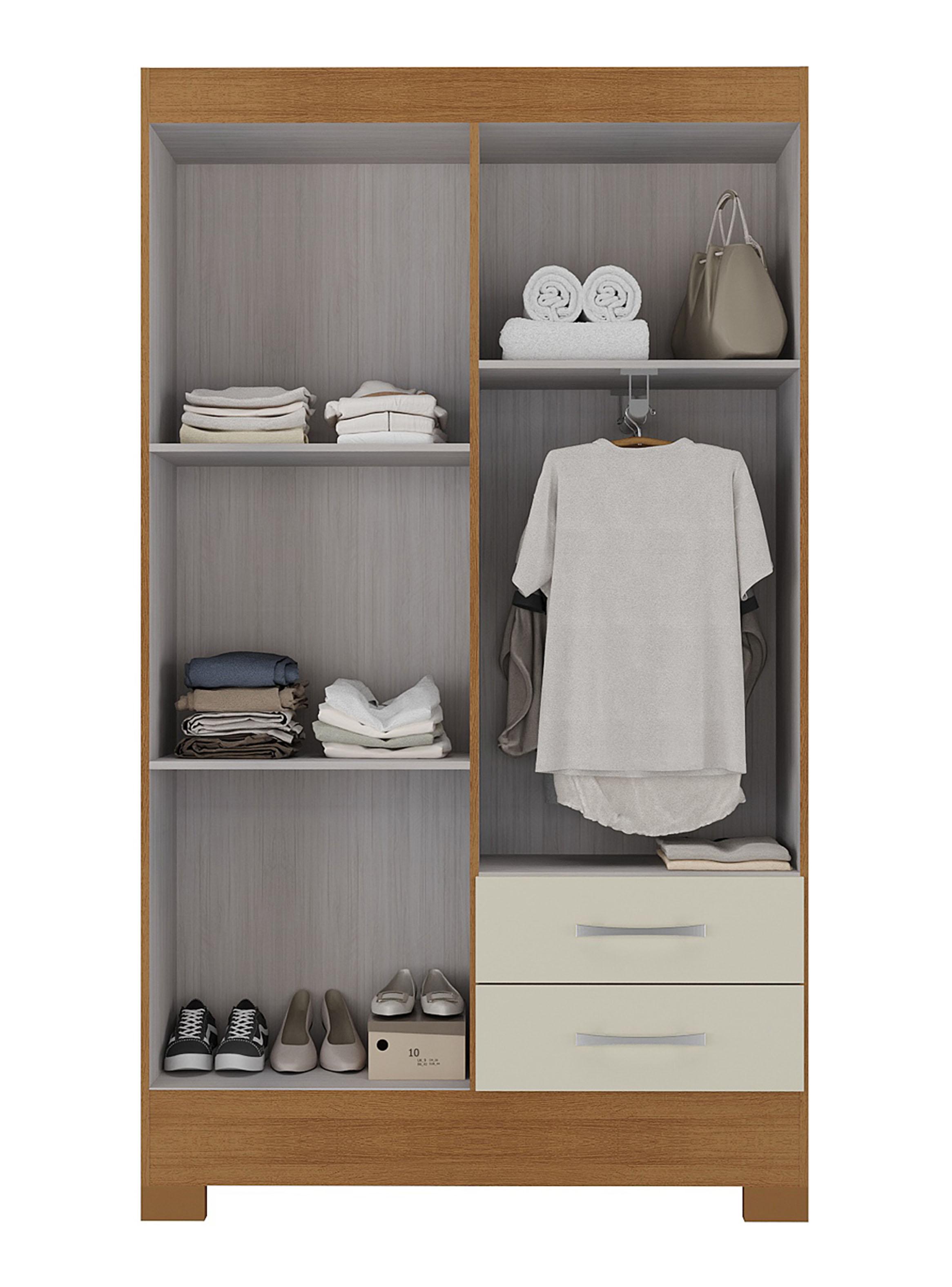 Clóset 4 Puertas 2 Cajones Canela Blanco Off White-2