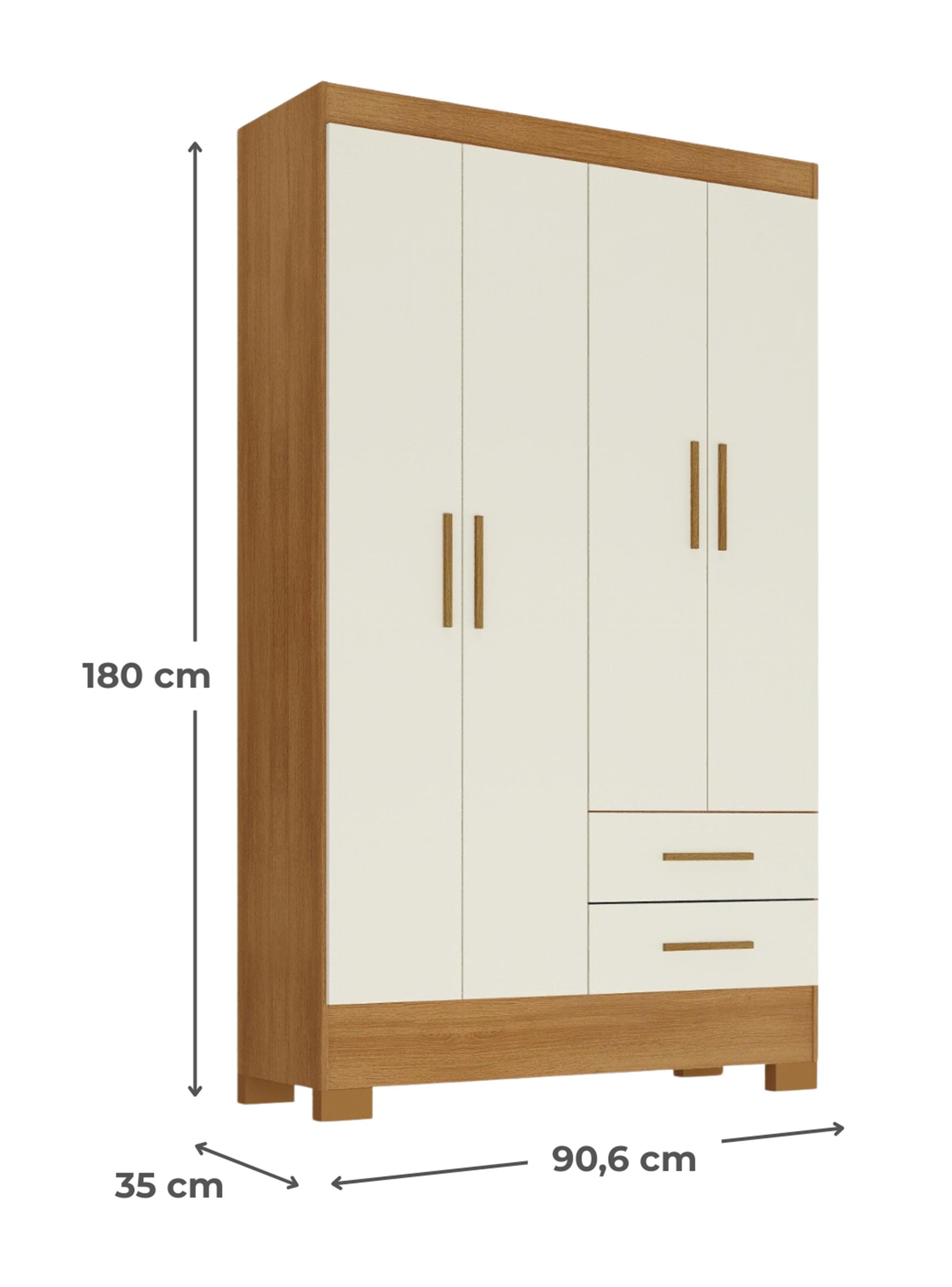 Clóset 4 Puertas 2 Cajones Canela Blanco Off White-1