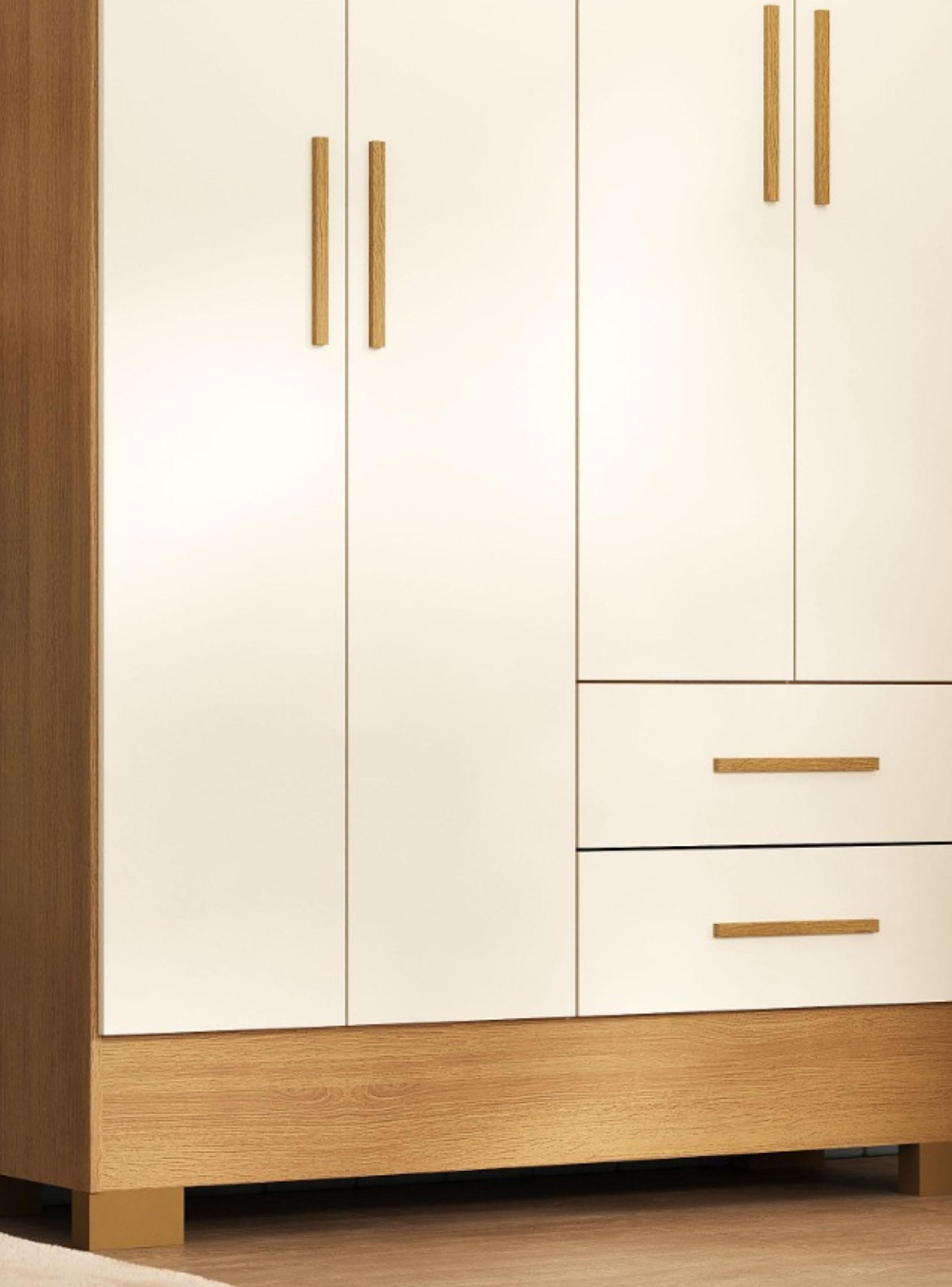 Clóset 4 Puertas 2 Cajones Canela Blanco Off White-3