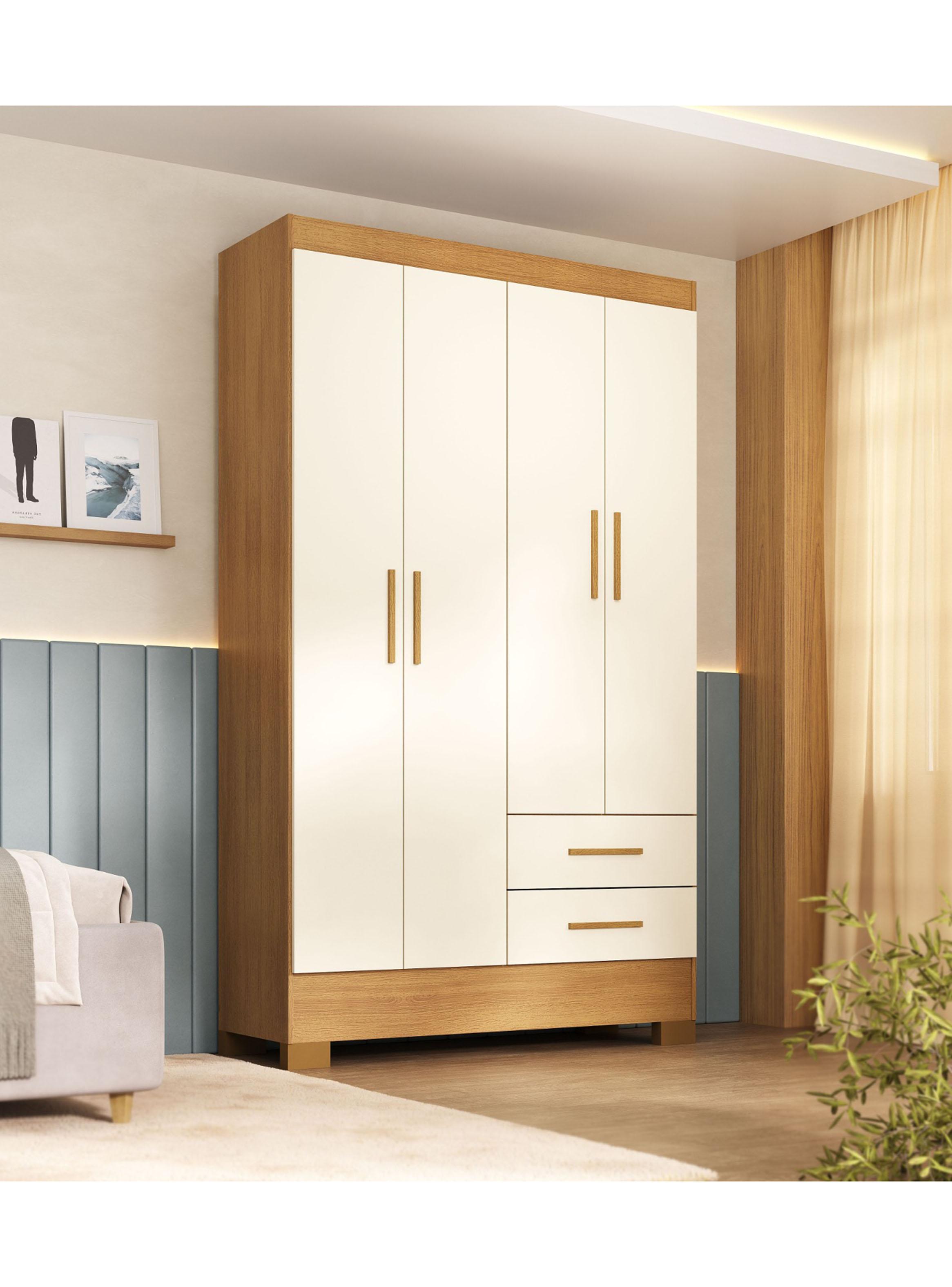 Clóset 4 Puertas 2 Cajones Canela Blanco Off White-4