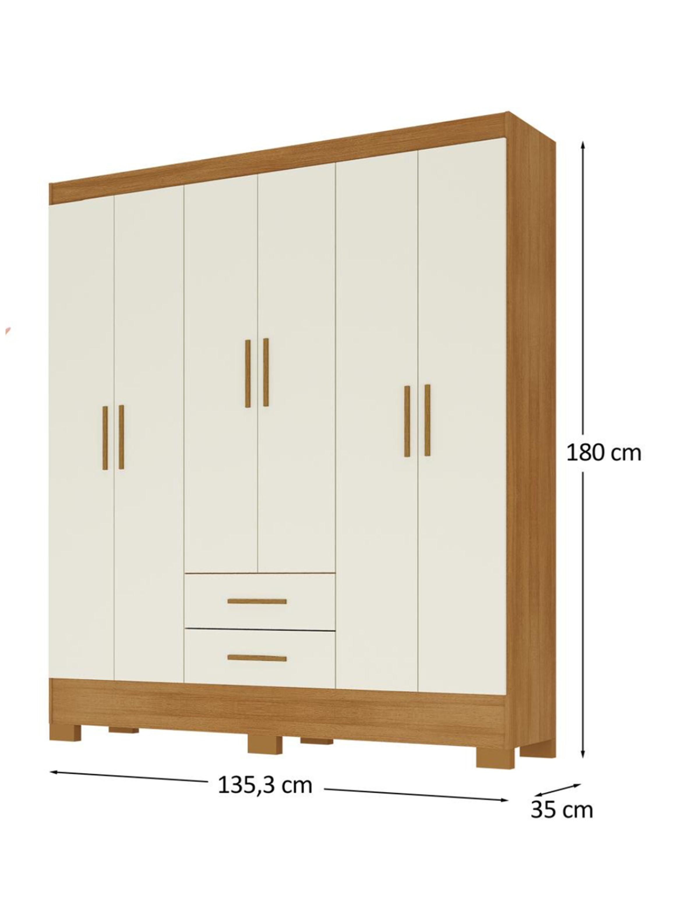 Clóset 6 Puertas 2 Cajones Canela Blanco Off White-1