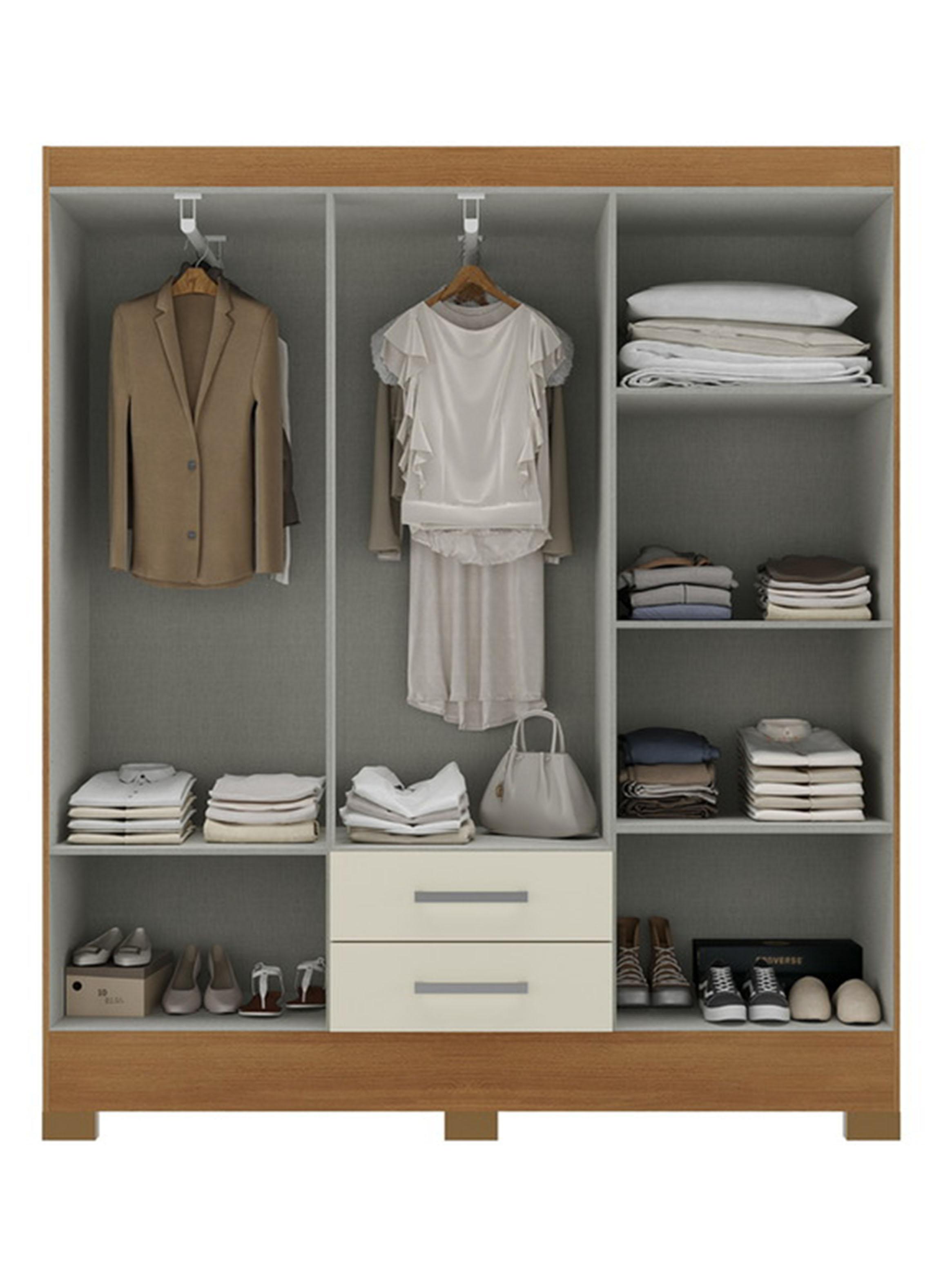 Clóset 6P 2C + Cómoda 5C Canela Blanco Off White-2