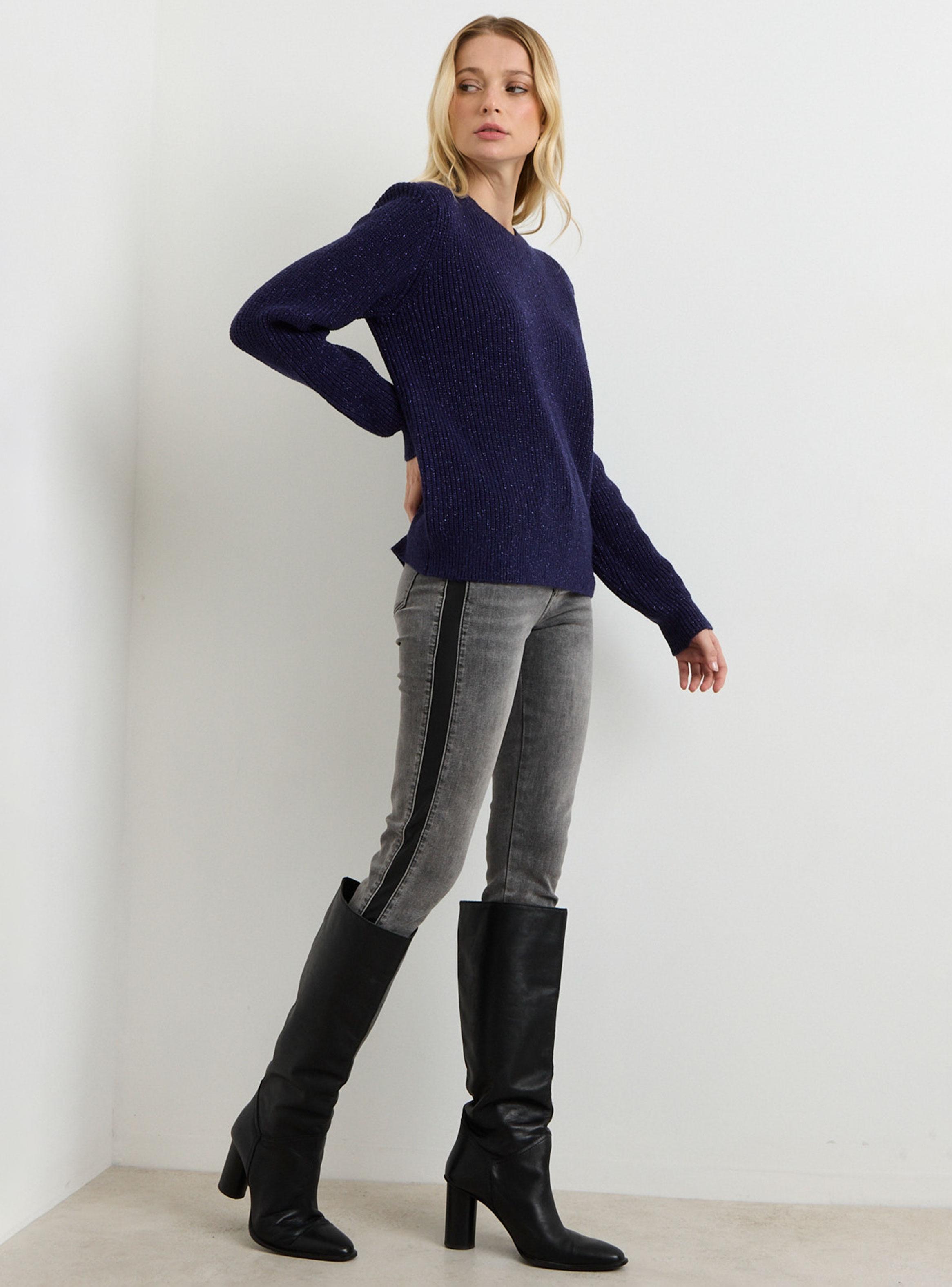 Sweater Escote Redondo con Hombreras Tejido Efecto Lurex-3