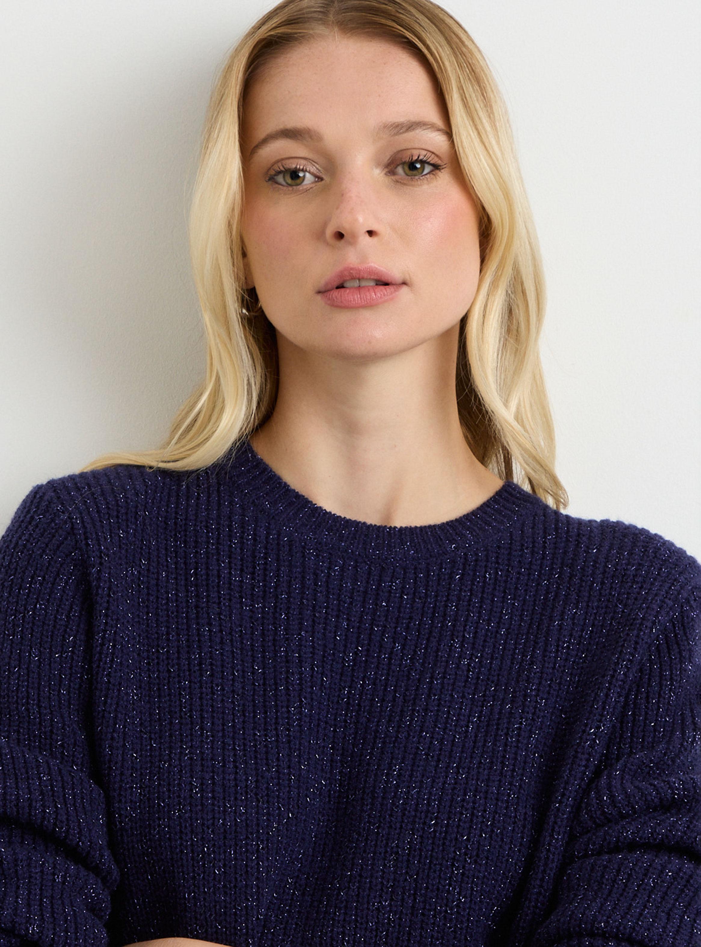 Sweater Escote Redondo con Hombreras Tejido Efecto Lurex-2