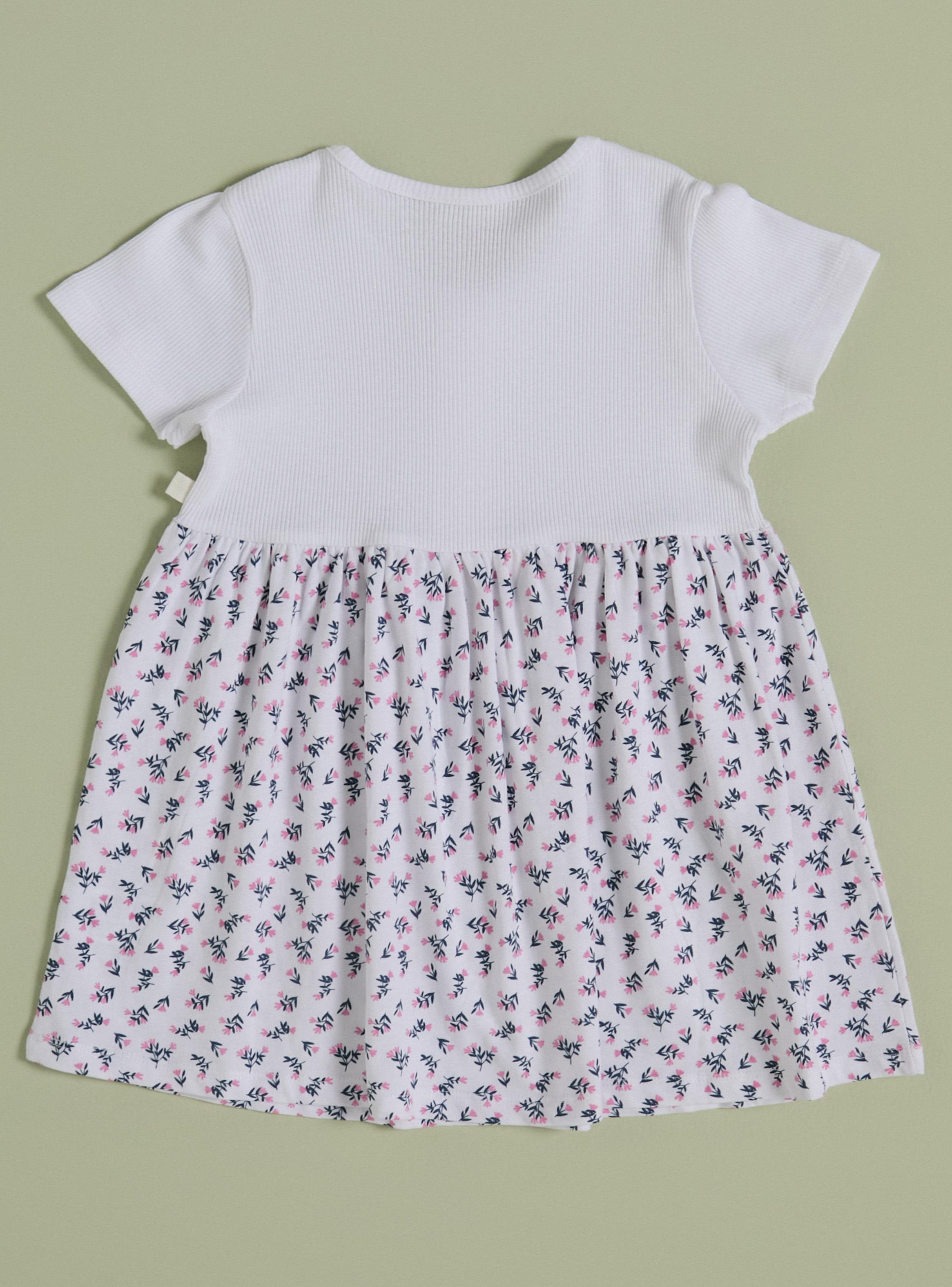 Vestido con Top Liso y Abajo Estampado-1