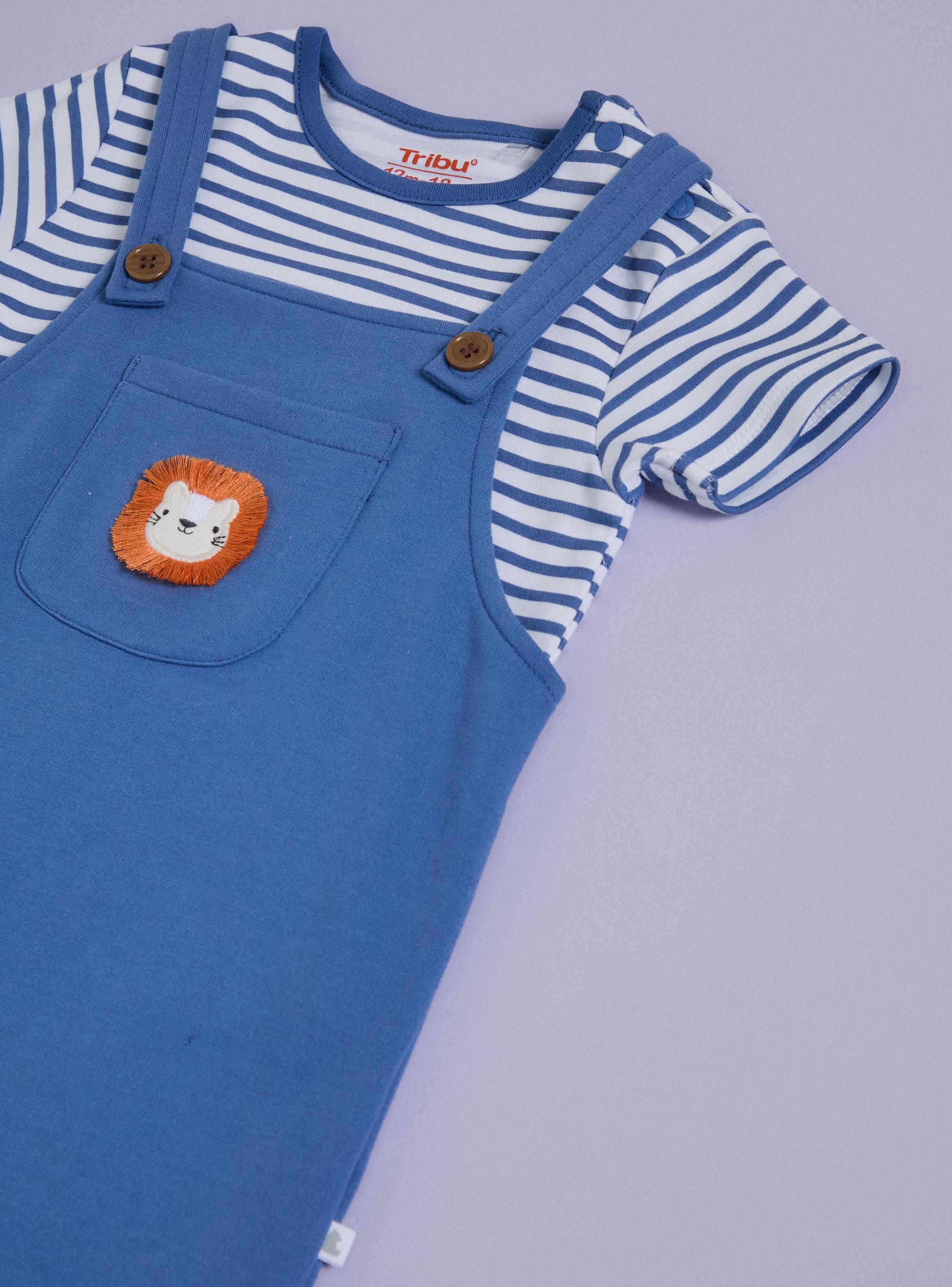 Conjunto Body Estampado Rayas y Jardinera Aplicación León-2