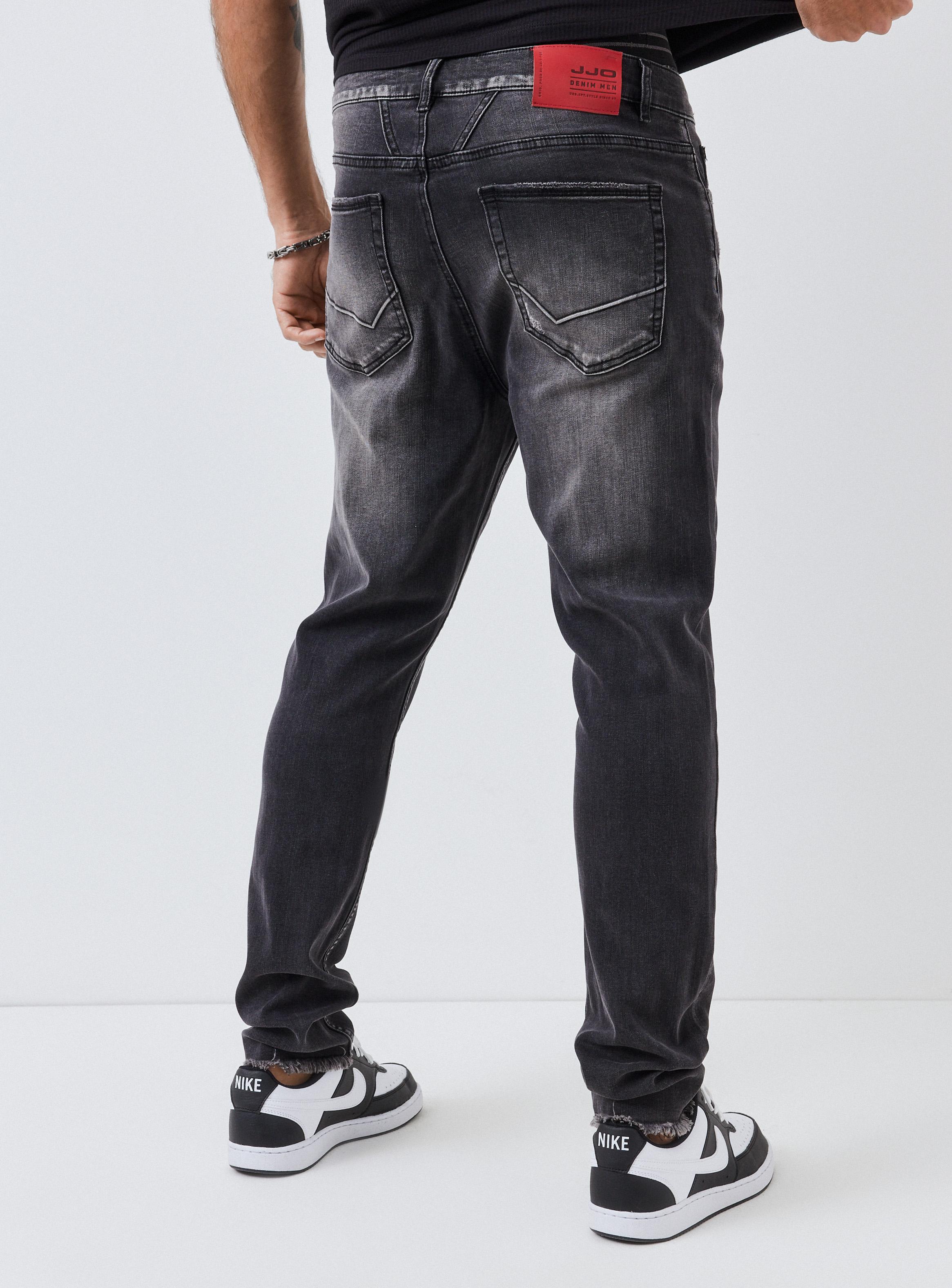 Jeans Lavado Desgastado Basta Cortada Tapered Fit-1