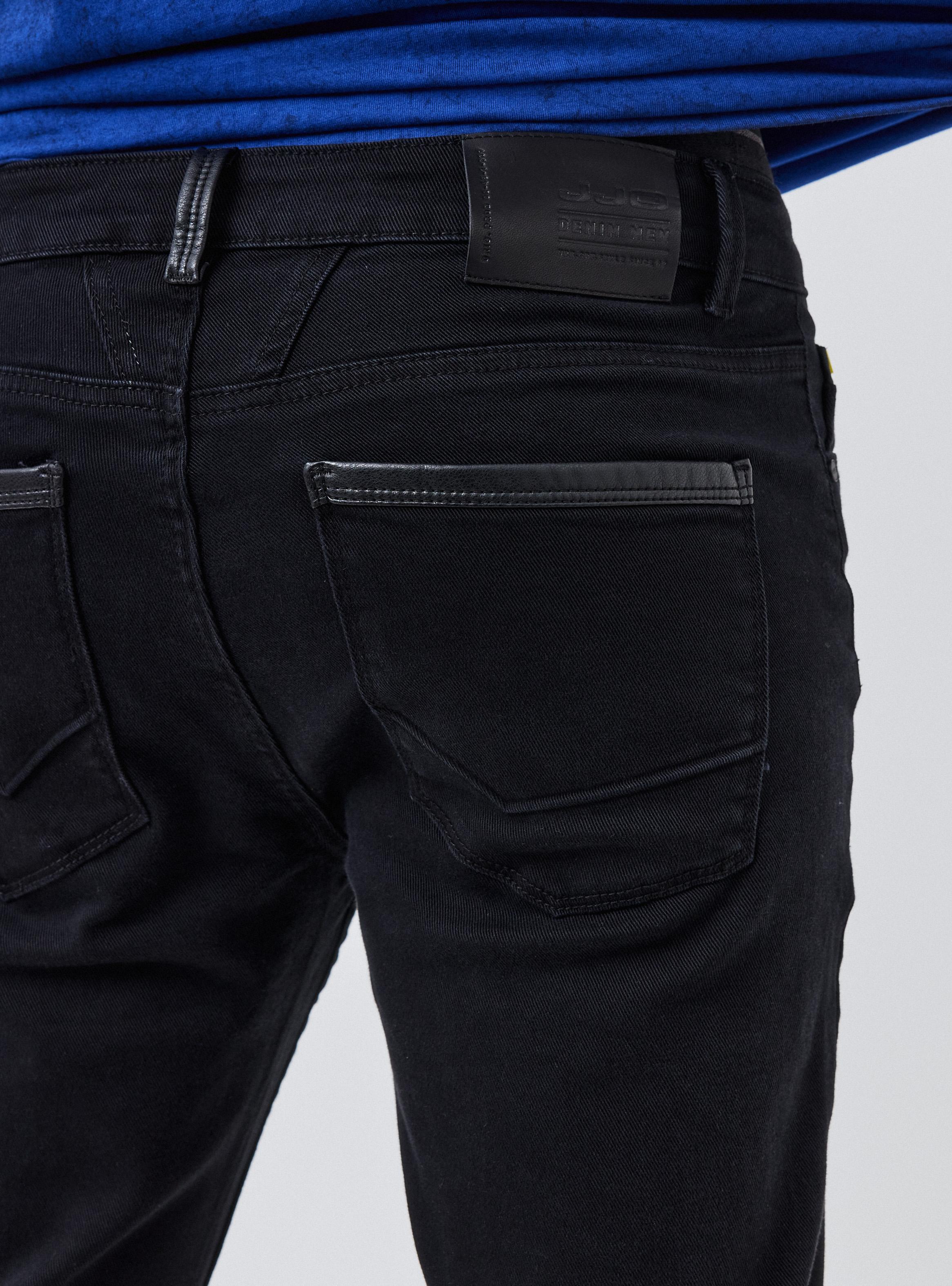 Jeans Skinny Detalles en Cuero Ecológico Skinny Fit-3