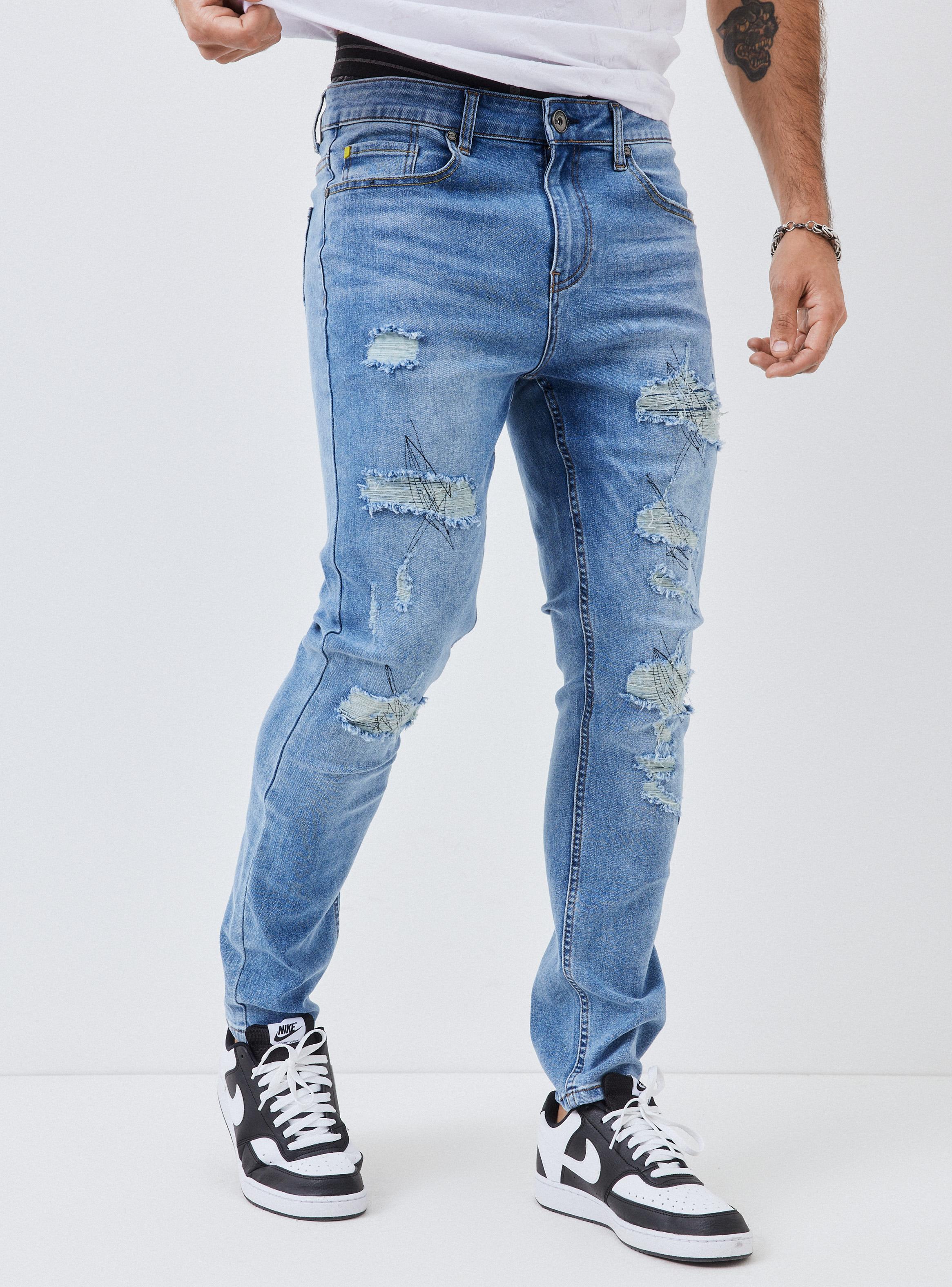 Jeans Roturas con Pespunte Contratono Skinny Fit-0
