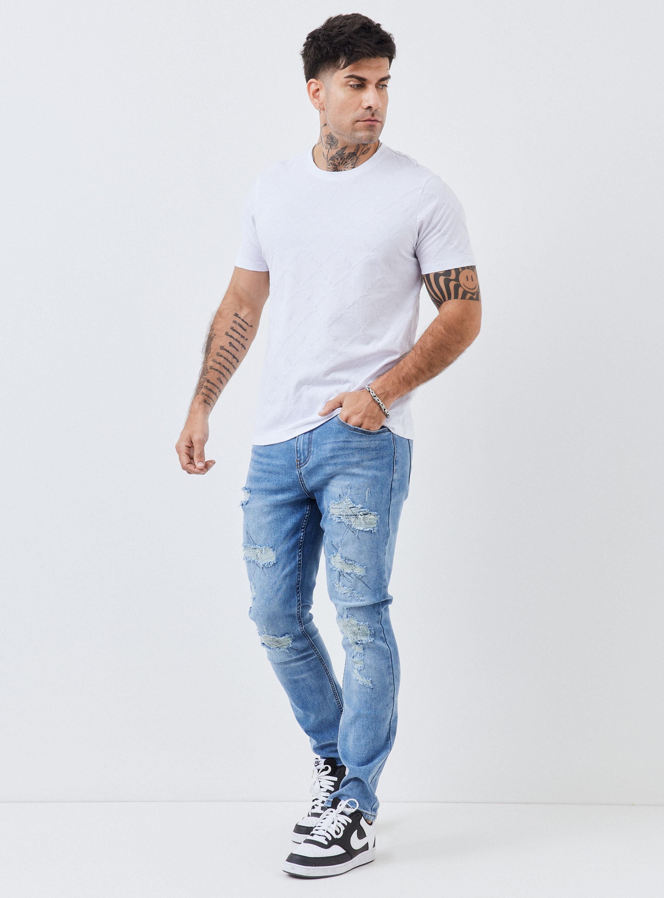 Jeans Roturas con Pespunte Contratono Skinny Fit-4