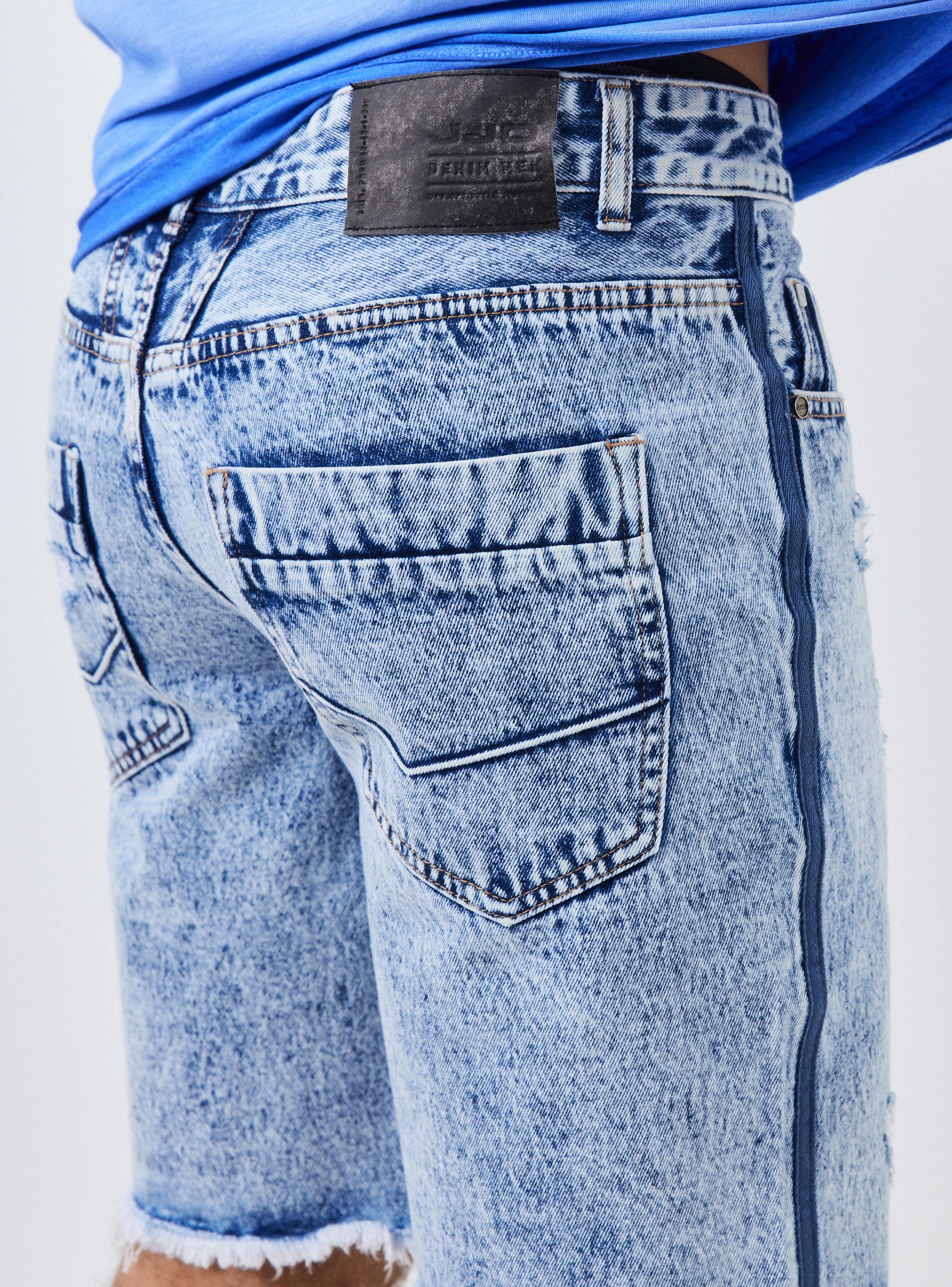 Short Relaxed Gravillado Roturas Cinta Lateral-3
