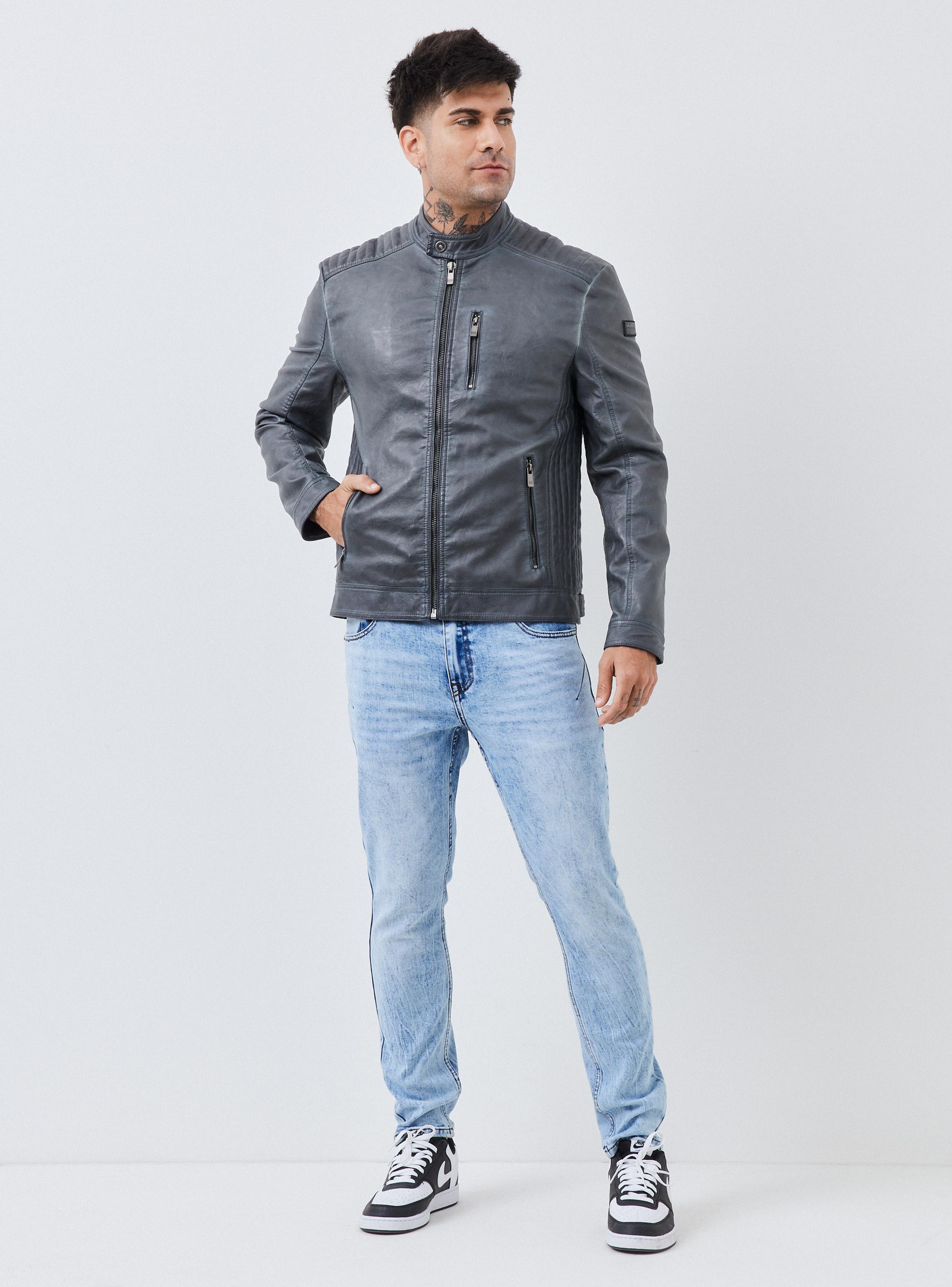 Chaqueta Biker Lavada Similar Cuero-4