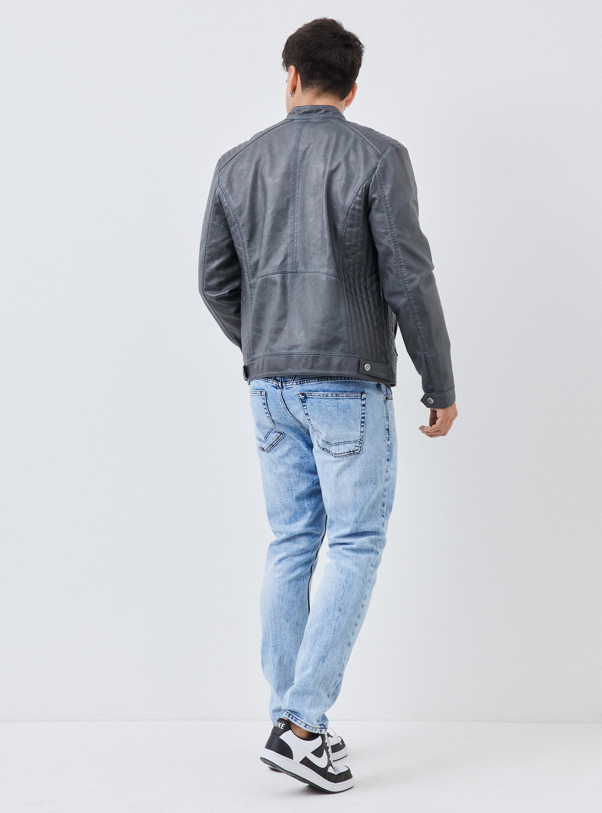 Chaqueta Biker Lavada Similar Cuero-5