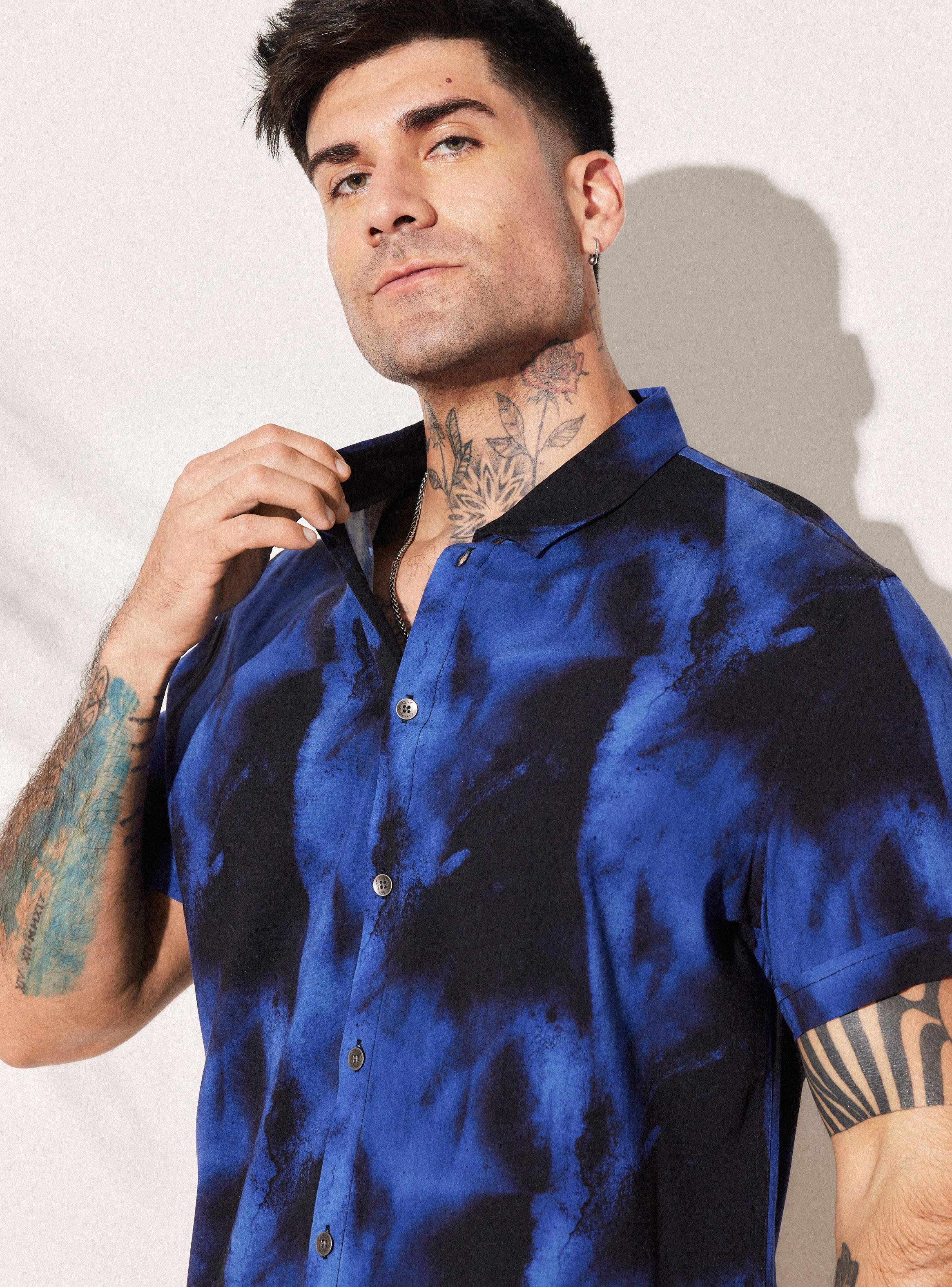 Camisa Estampado Manchas Orgánicas Cuello Camisero-2