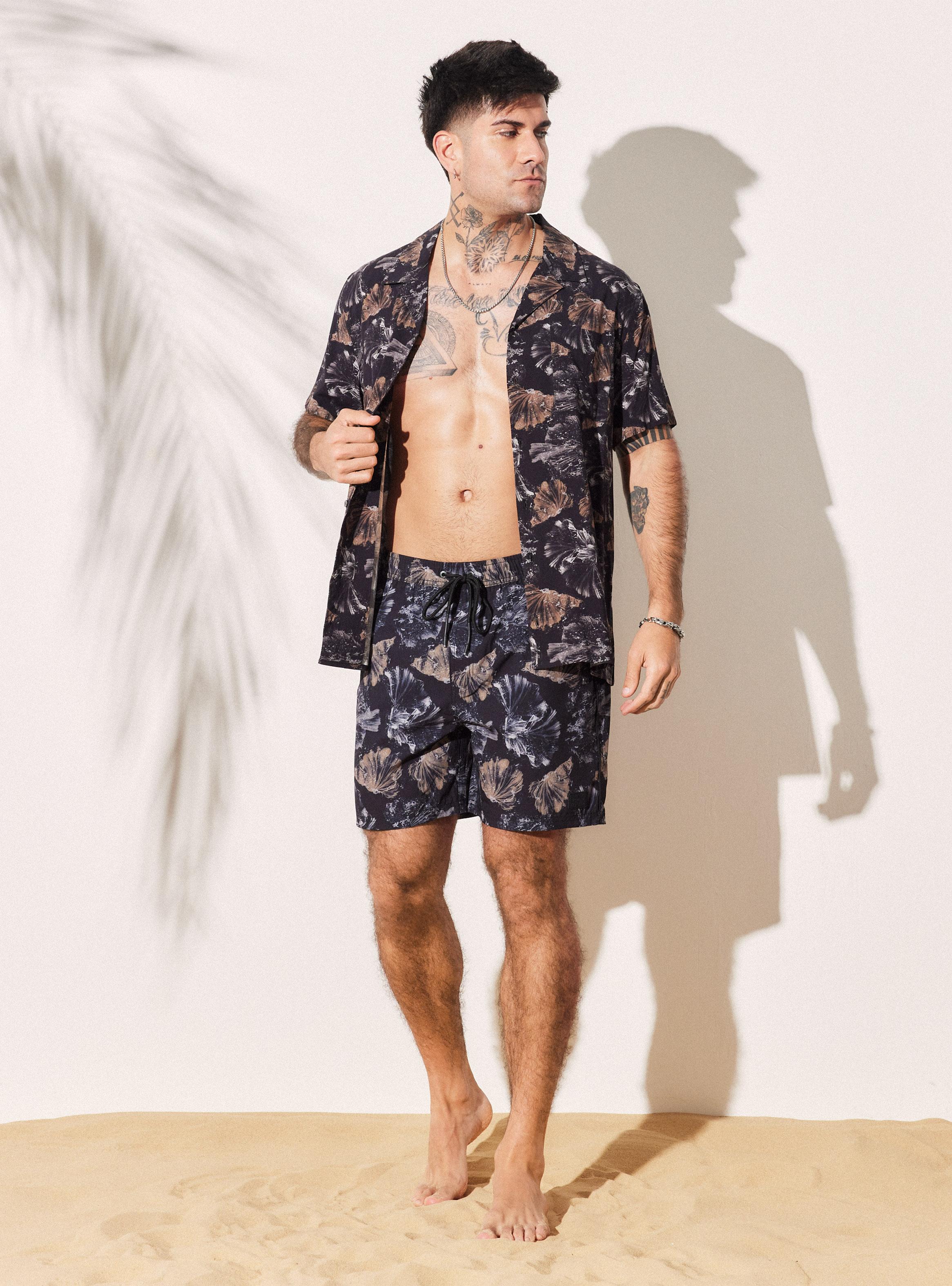 Camisa Cuello Resort Estampado Botánico-4